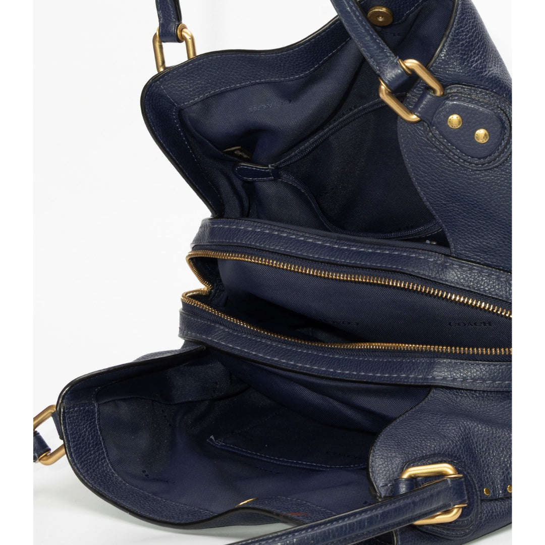 Coach Navy Edie Shoulder Bag 31 With Rivets
