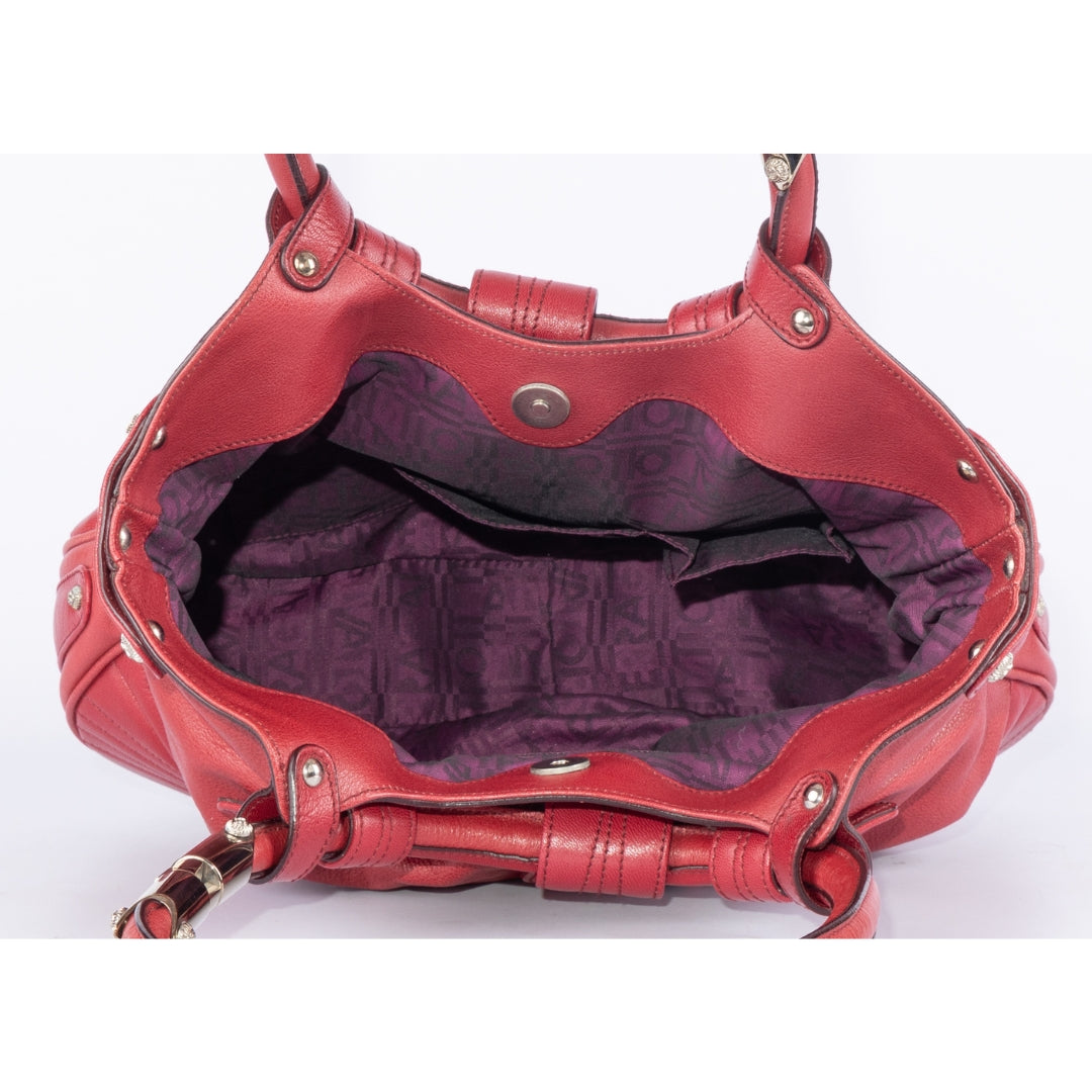Salvatore Ferragamo Red Leather Gancini Lucchetto Hobo Bag