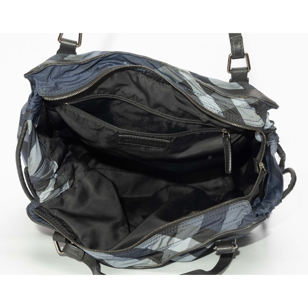 Burberry Blue Mega Check Nylon & Leather Buckleigh Tote