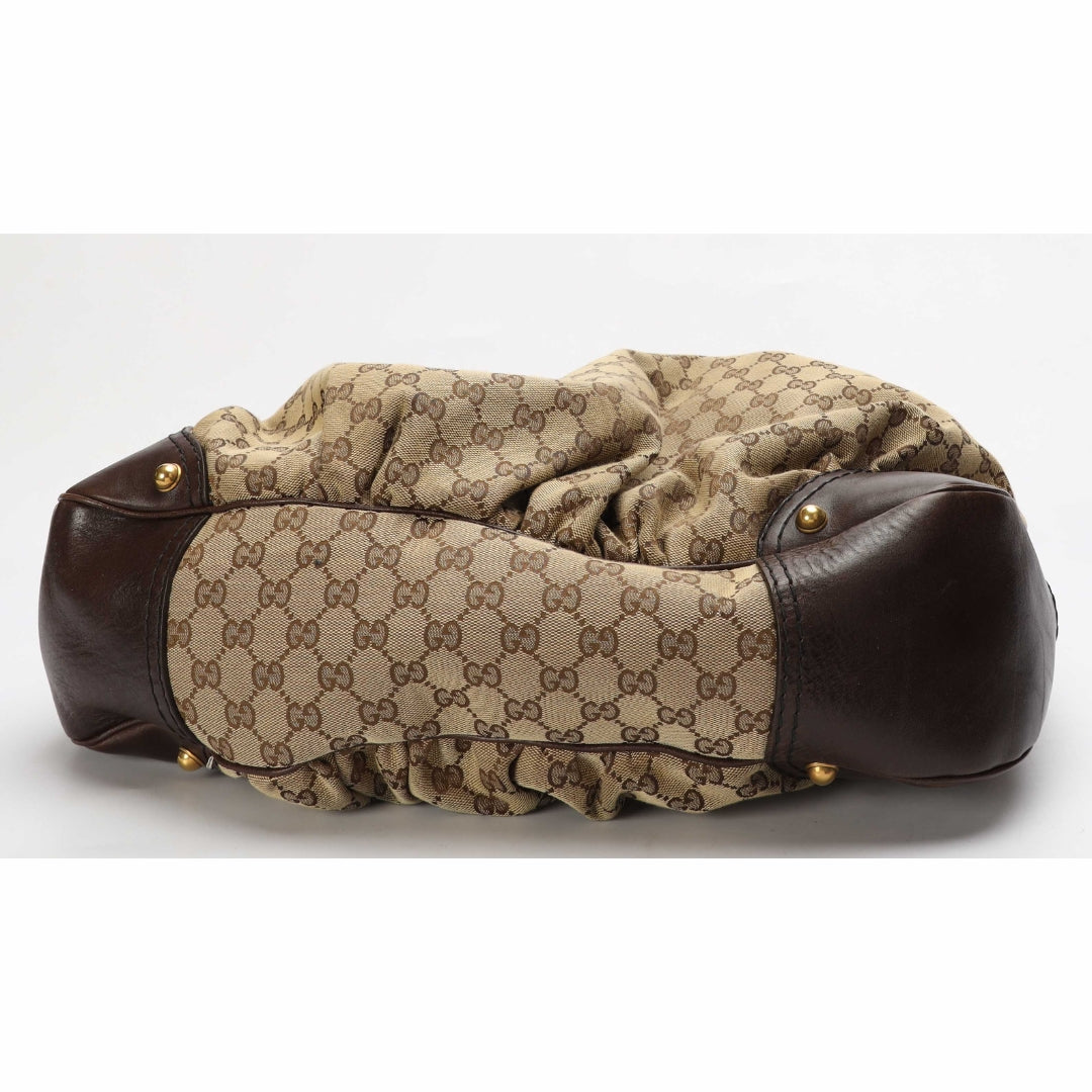Gucci Beige/Brown GG Large Jockey Hobo Bag