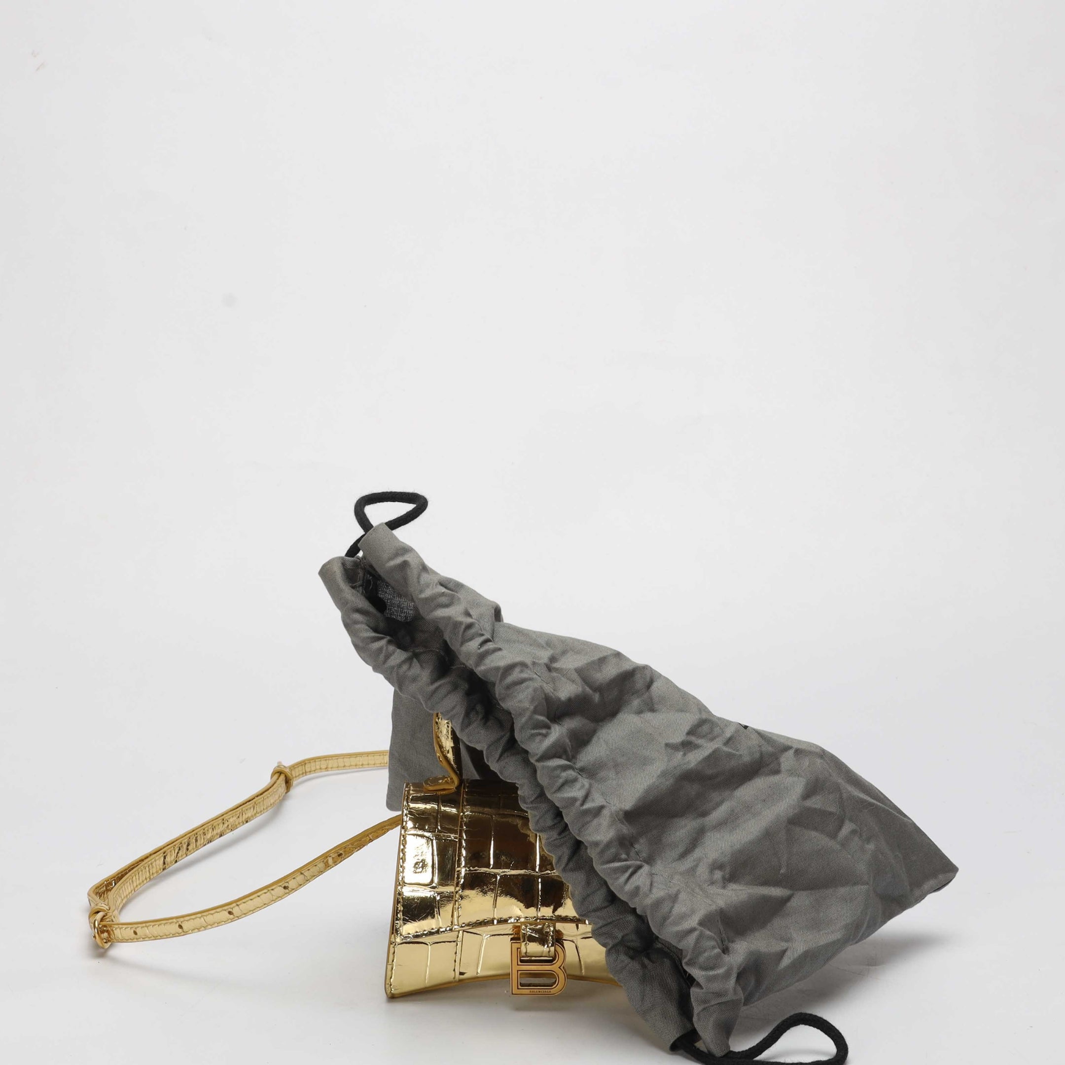 Balenciaga Gold Metallic Hourglass XS Crossbody Bag