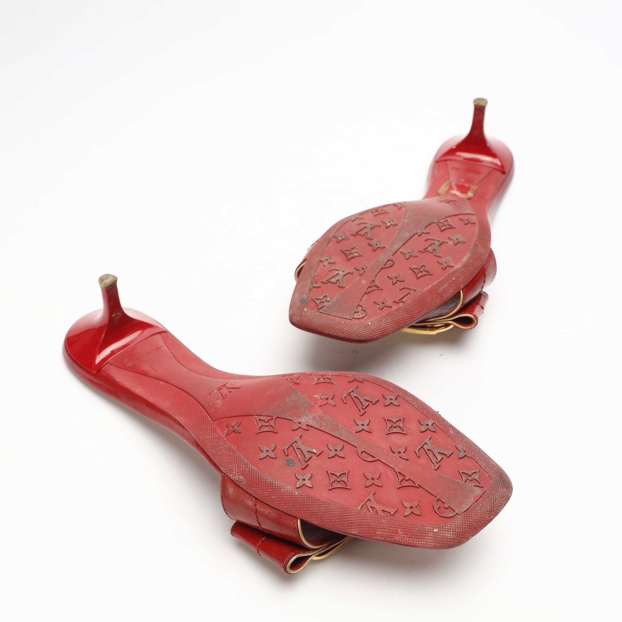 Louis Vuitton Red LV Logo Slide Sandals
