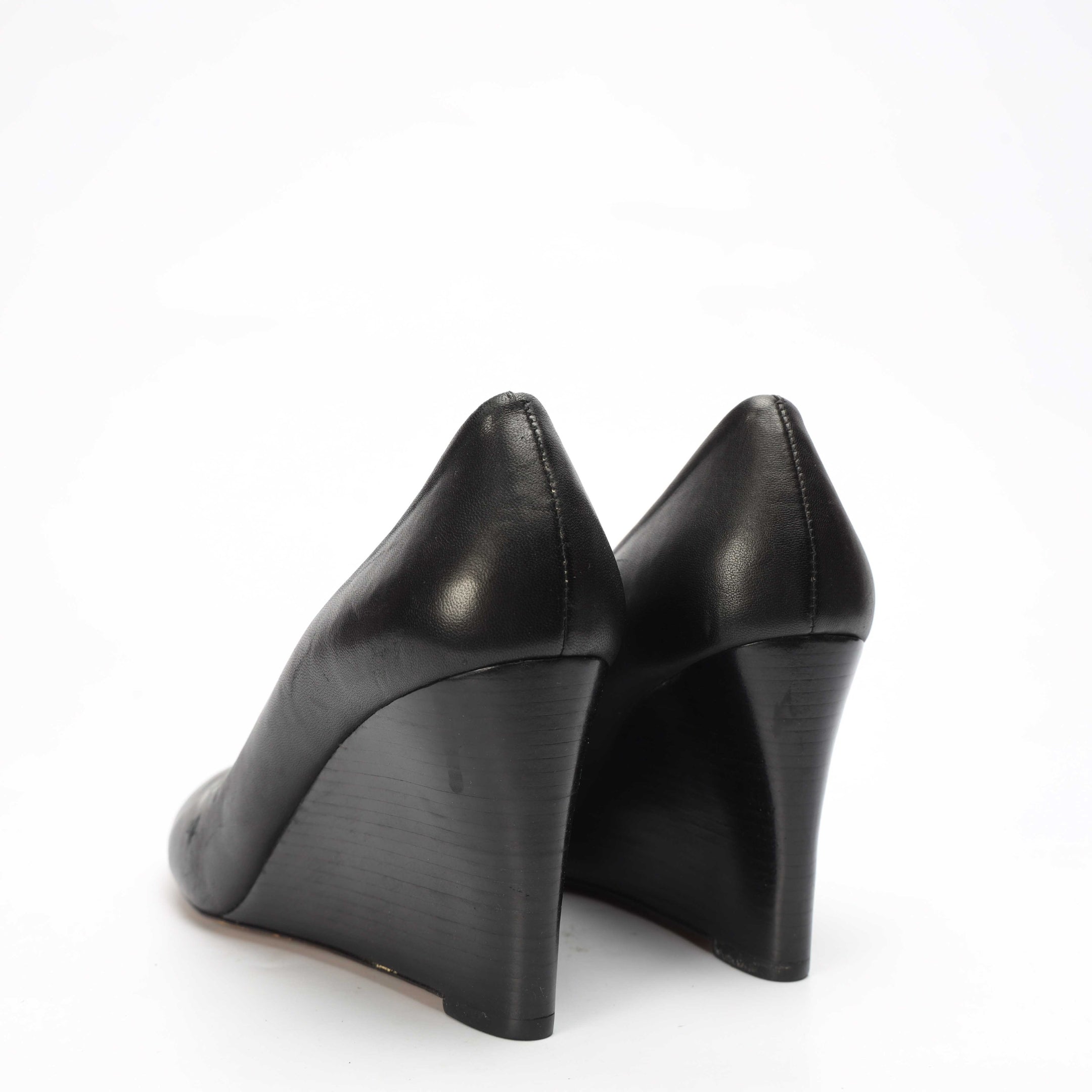 Tory Burch Black Logo Wedge Pumps