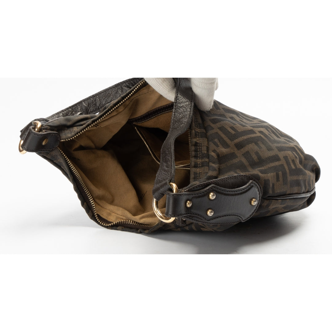 Fendi Croissant Zucca Canvas Monogram Shoulder Bag