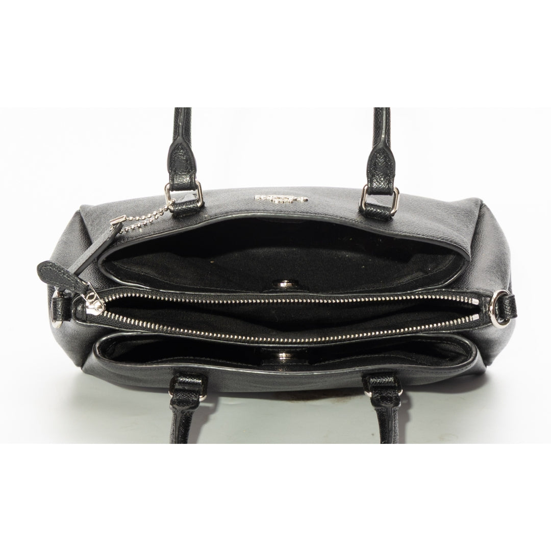 Coach Black Grained Leather Sage Carryall Satchel