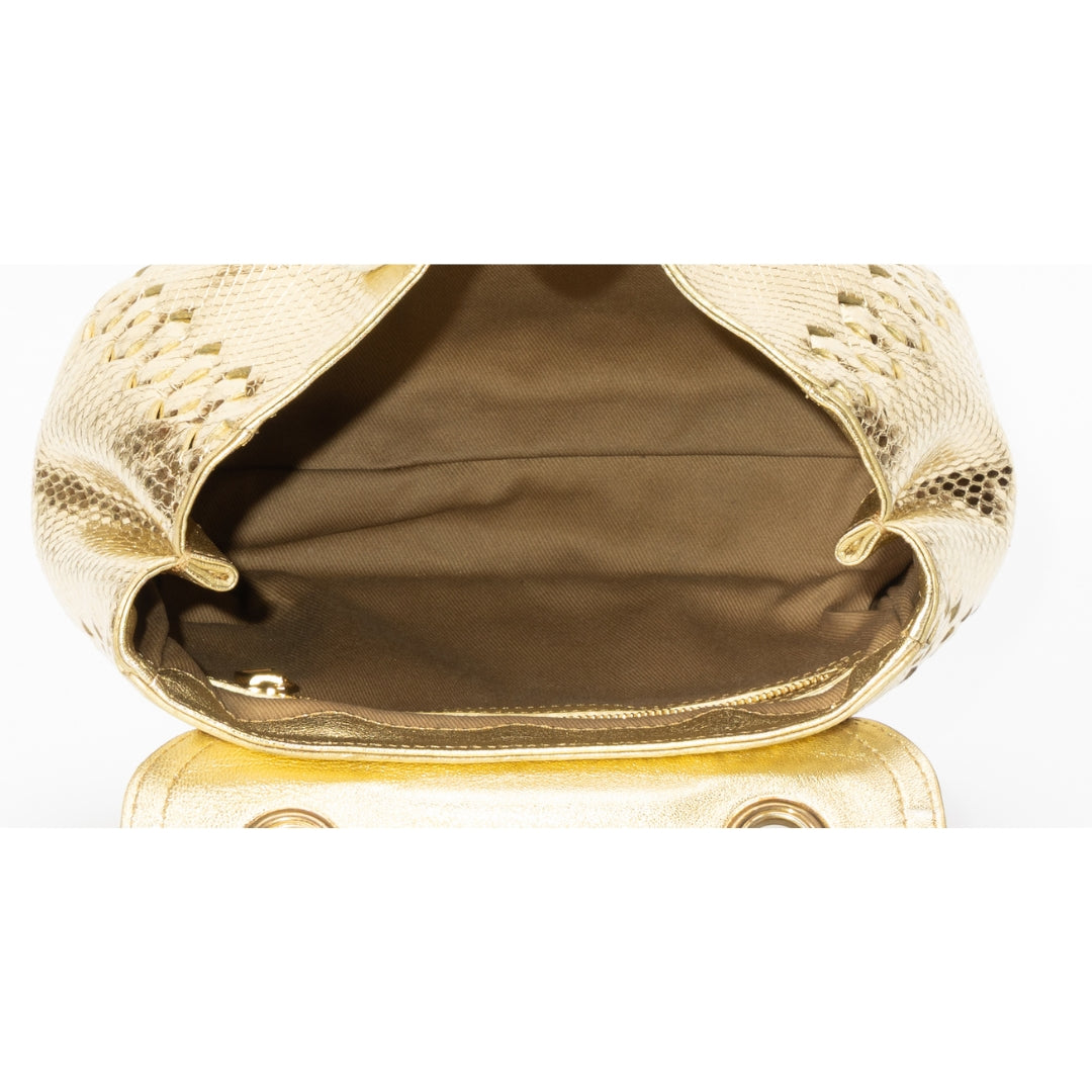 Roberto Cavalli Golden Leather Chain Sling Bag