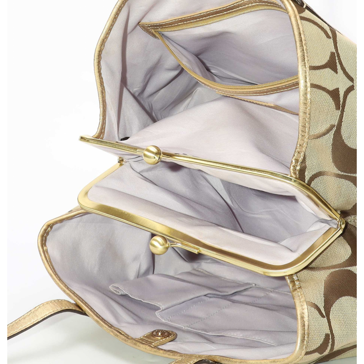 Coach Signature Logo Carryall Kisslock Tote