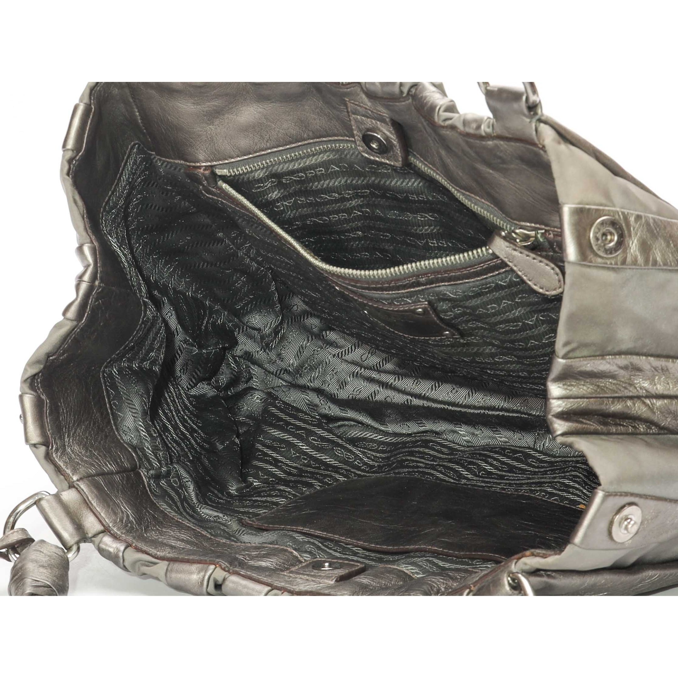 Prada Graphite Nappa Waves Hobo Bag