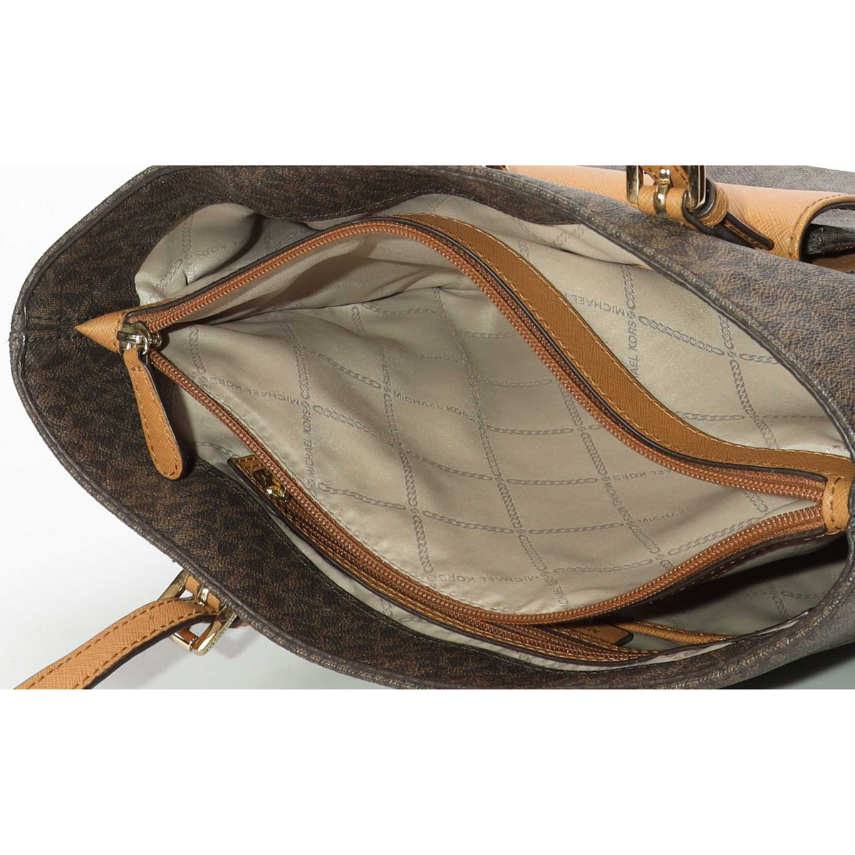 Michael Kors Jet Set Brown Logo Pocket Tote