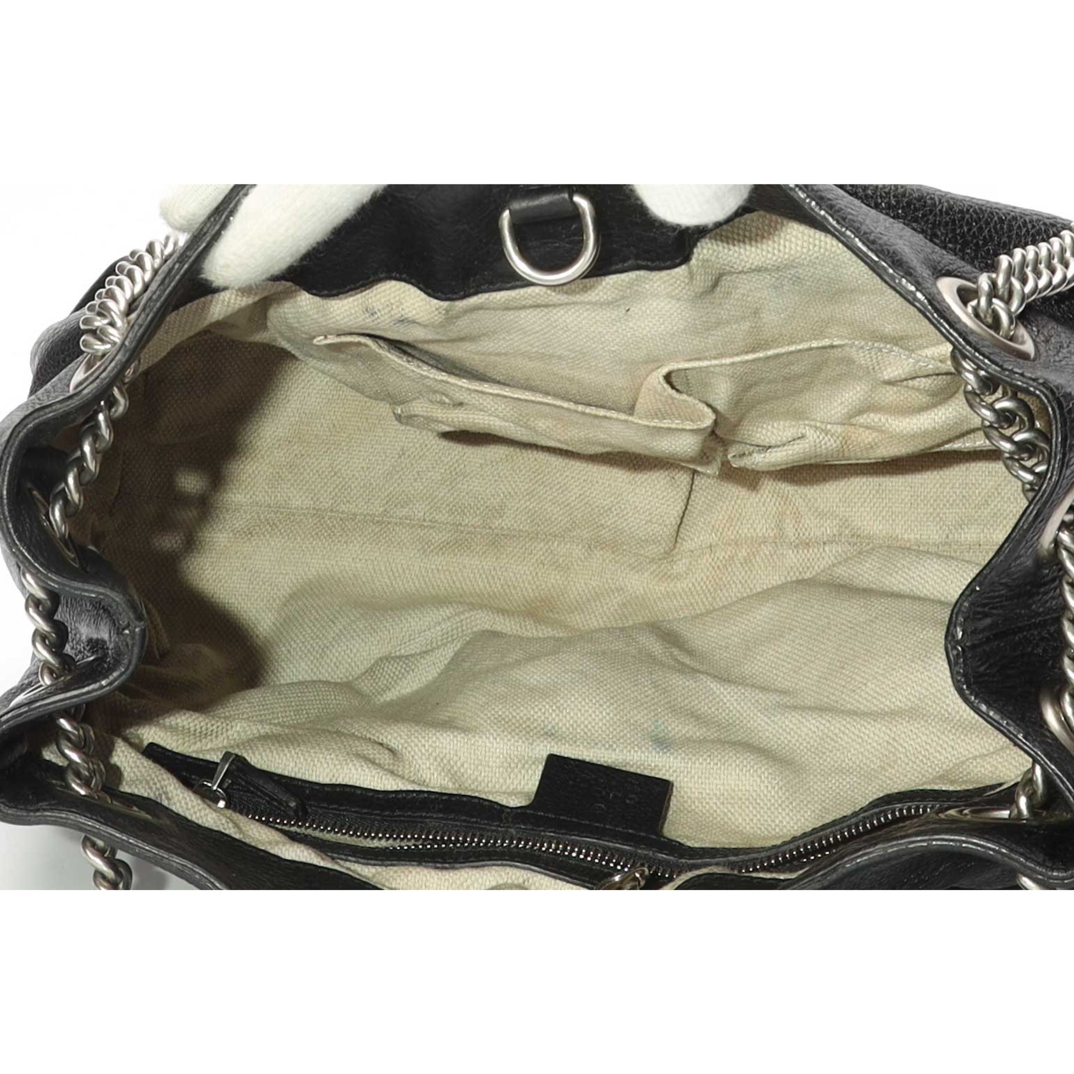 Gucci Black Studded GG Chain Soho Tote