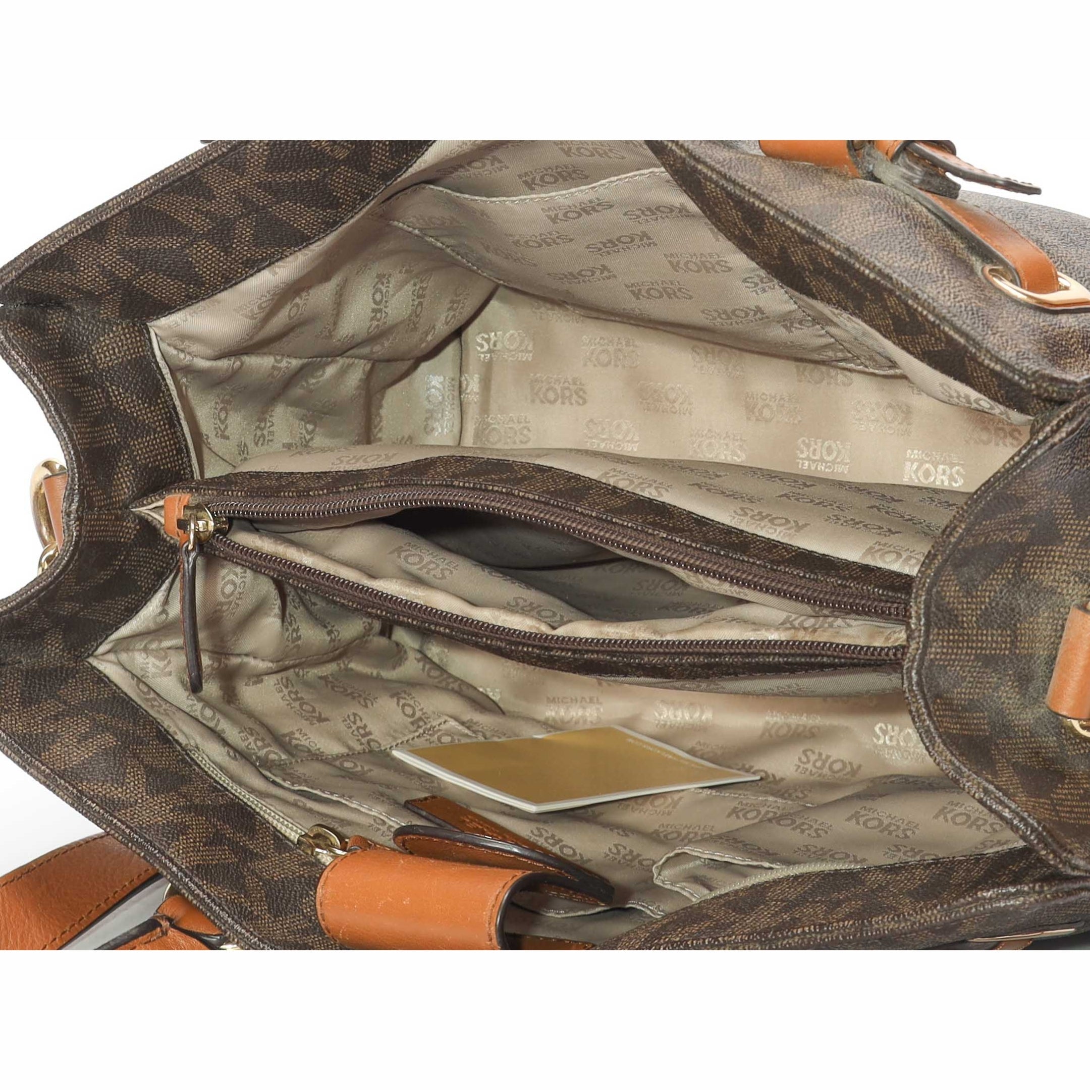 Michael Kors Brown Logo Large East West Hamilton Tote