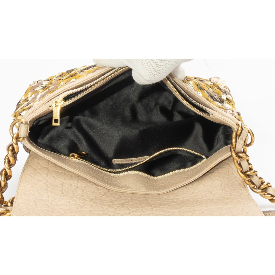 Marc Jacobs Leather-Trimmed Sequined Shoudler Bag