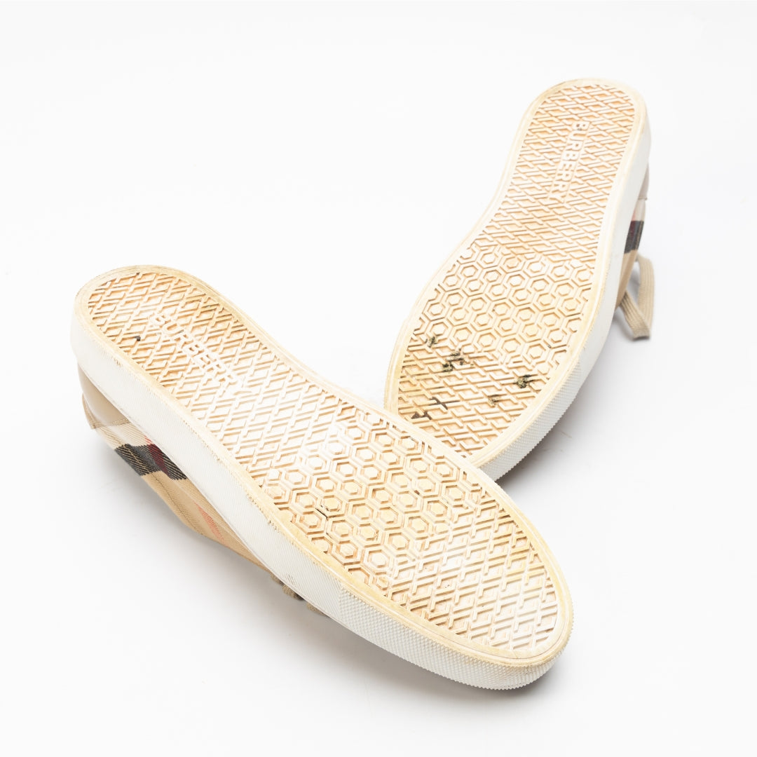 Burberry Beige House Check Canvas Sneakers