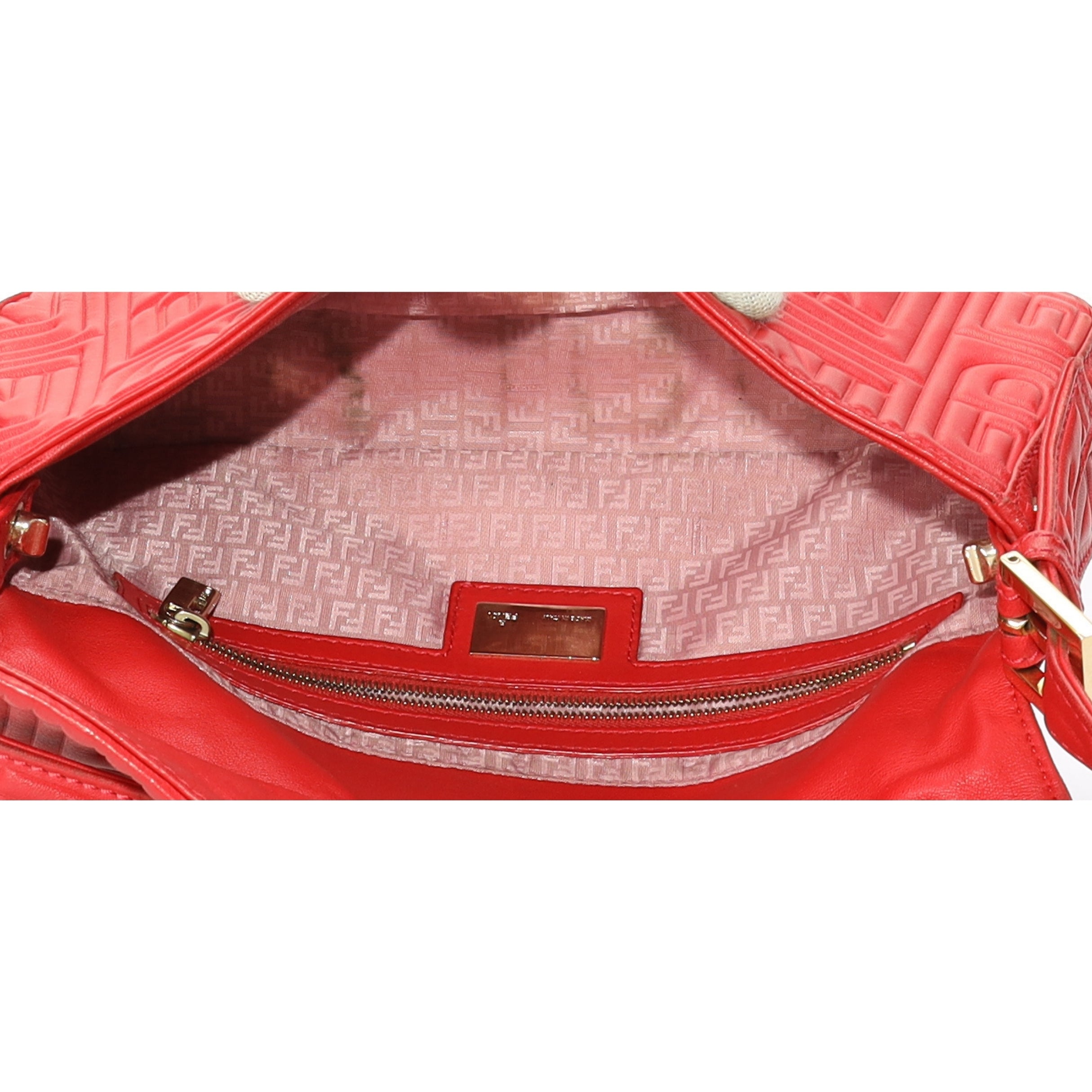 Fendi Red FF Baguette Crossbody Bag