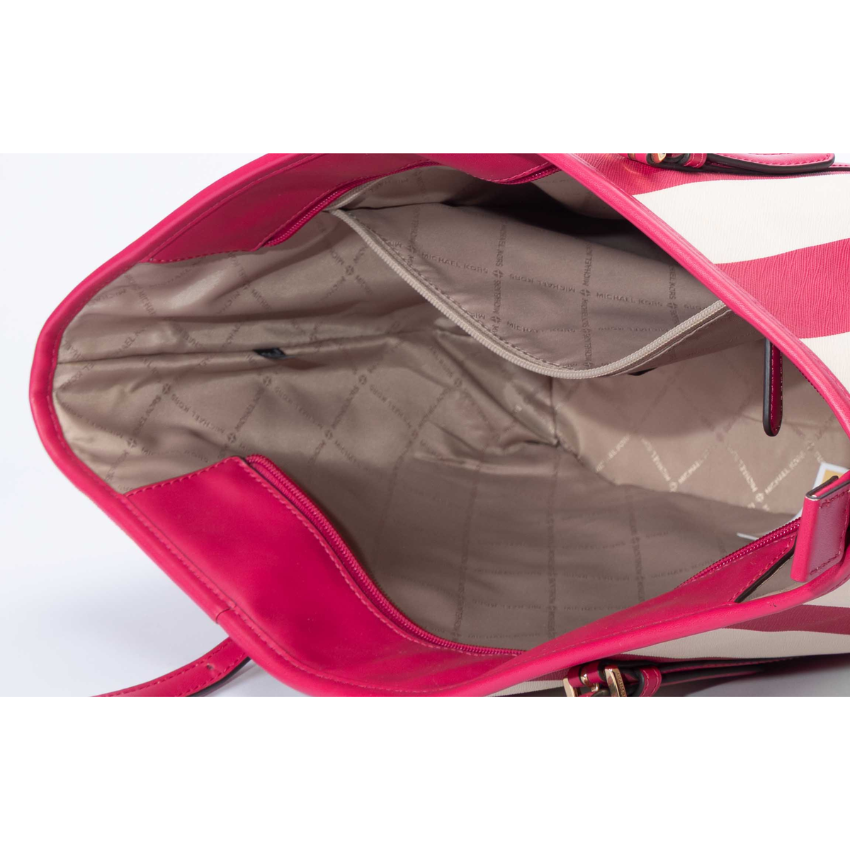 Michael Kors Pink Striped Jet Set Travel Tote