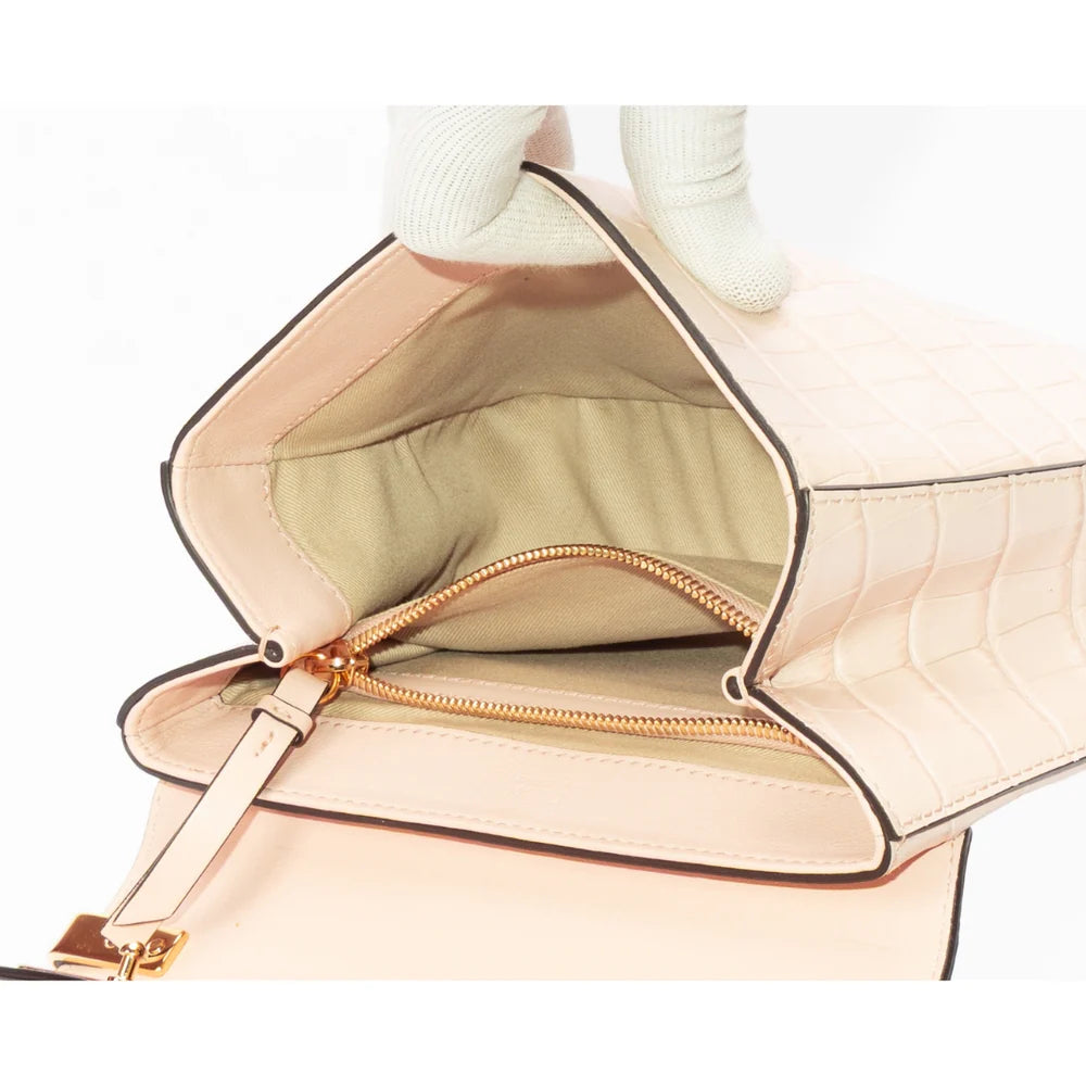 Chloe C Leather-Trimmed Croc-Effect Shoulder Bag