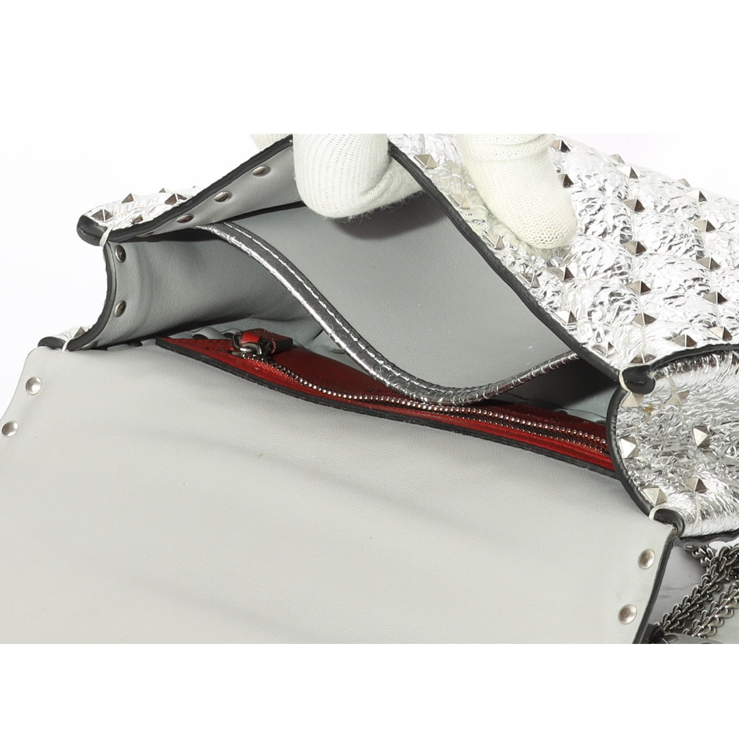 Valentino Garavani Silver Rockstud Spike Crossbody Bag