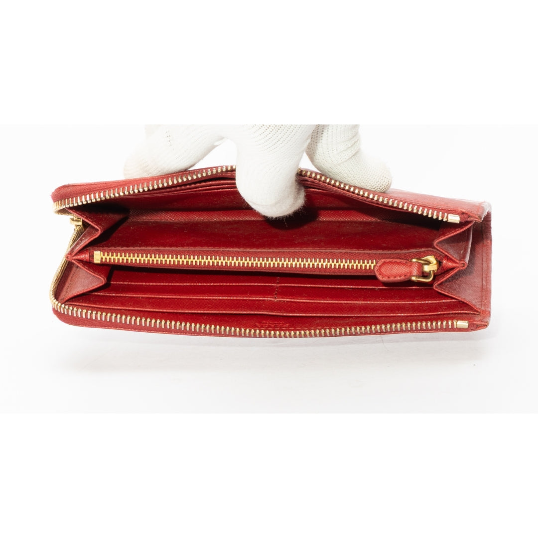 Prada Red Saffiano Leather Wallet