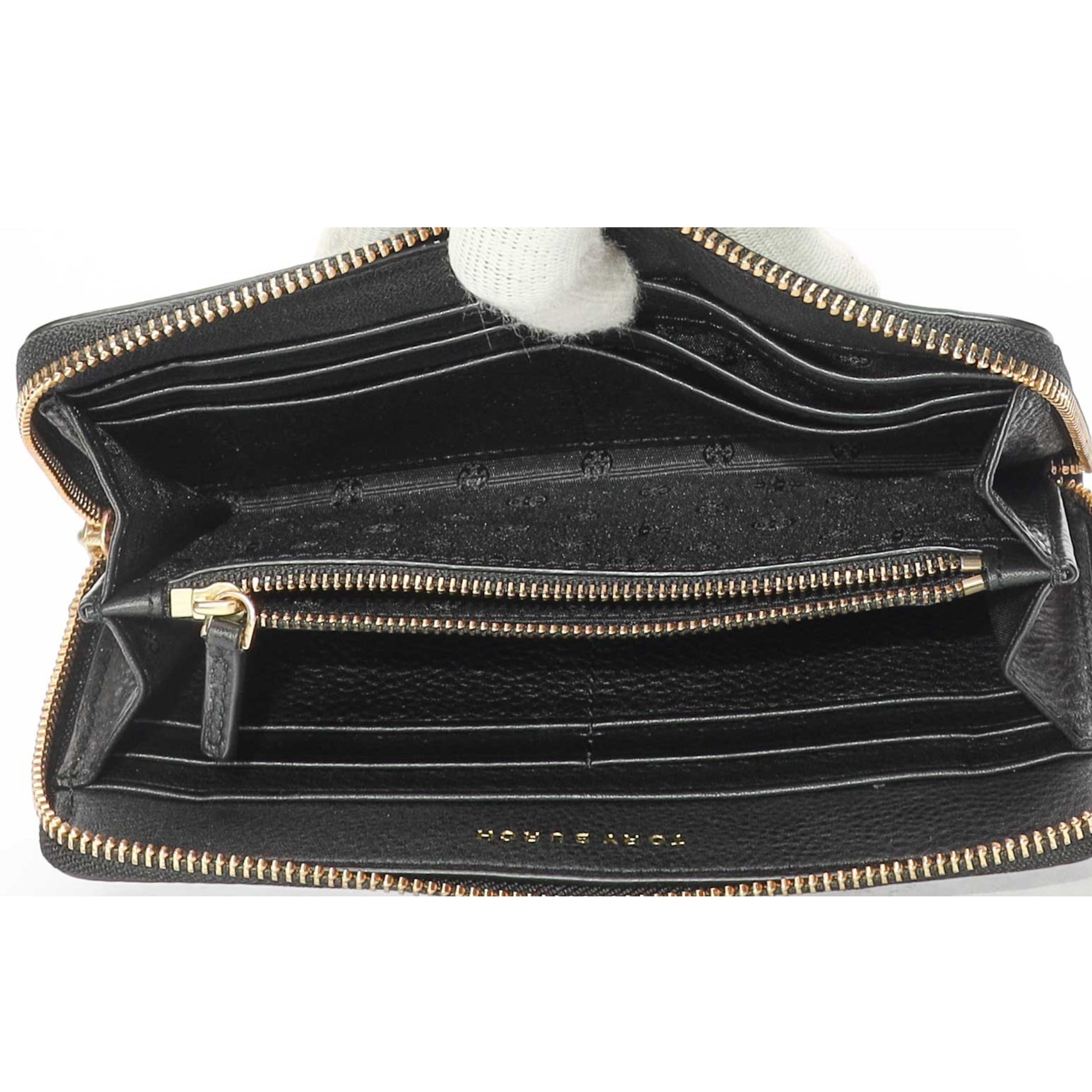 Tory Burch Black Britten Zip Around Wallet