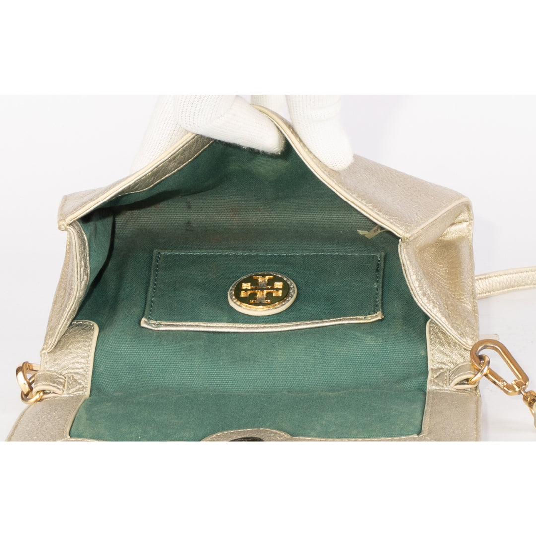 Tory Burch Metallic Perforated Logo Crossbody Bag