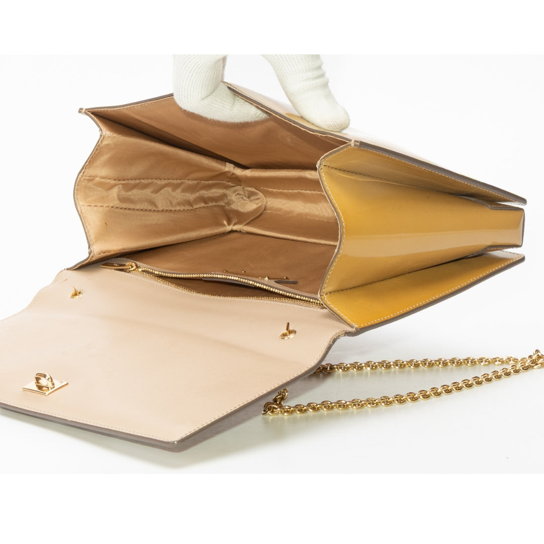 Salvatore Ferragamo Yellow Patent Leather Vara Bow Crossbody Bag