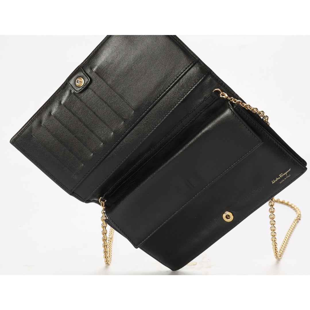 Salvatore Ferragamo Black Clutch on Chain