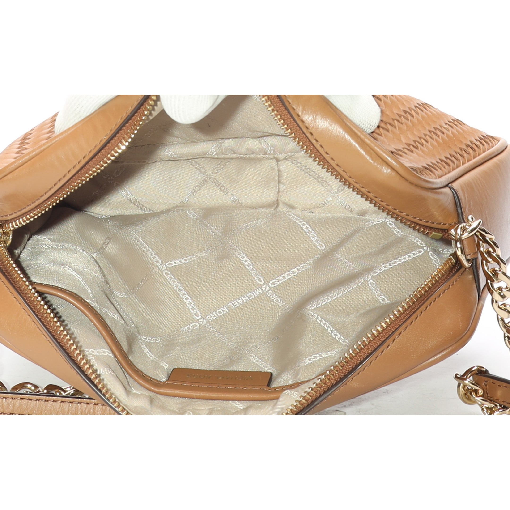 Michael Kors Jet Set Woven Brown Crossbody Bag