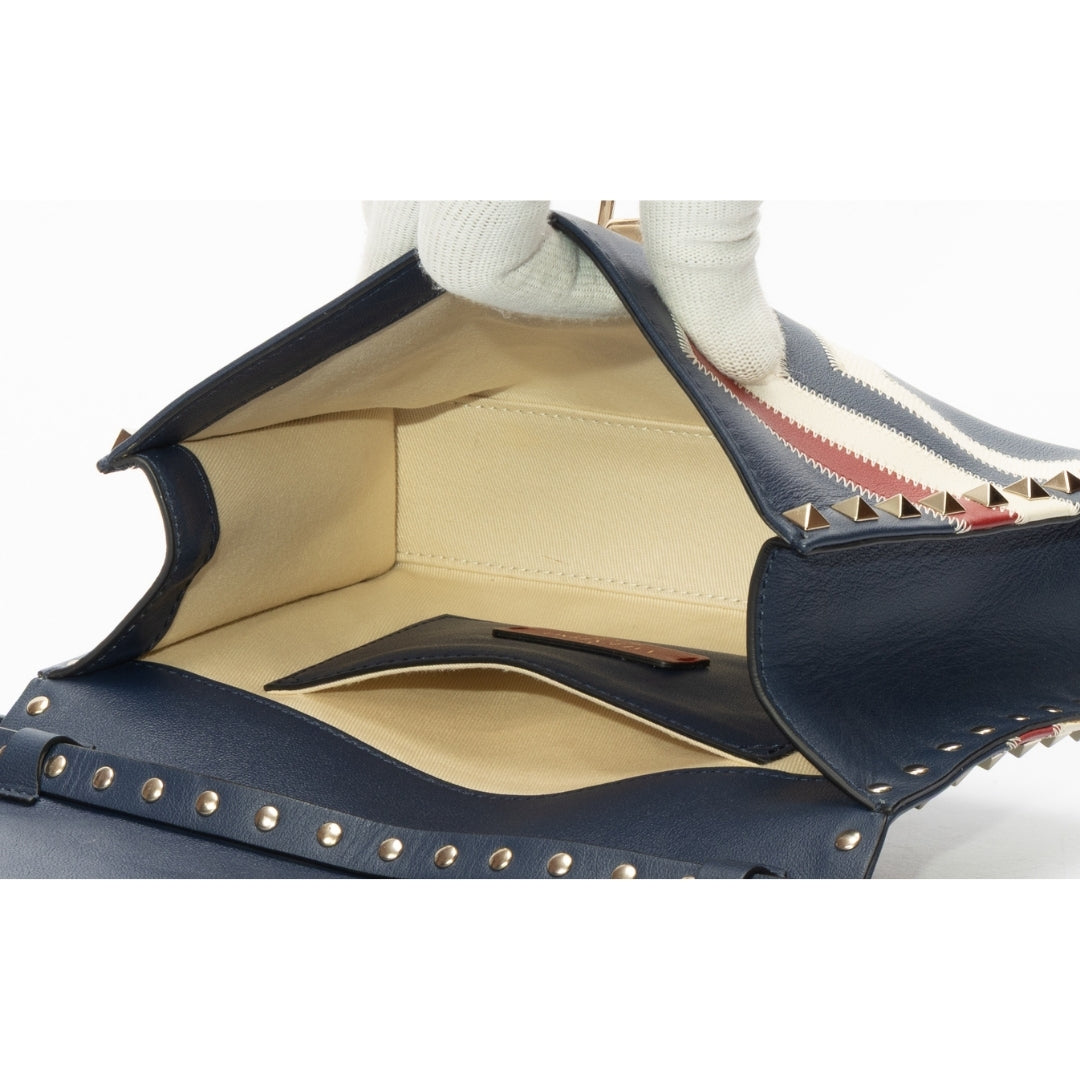 Valentino Multicolor Chevron Canvas Rockstud Crossbody Bag