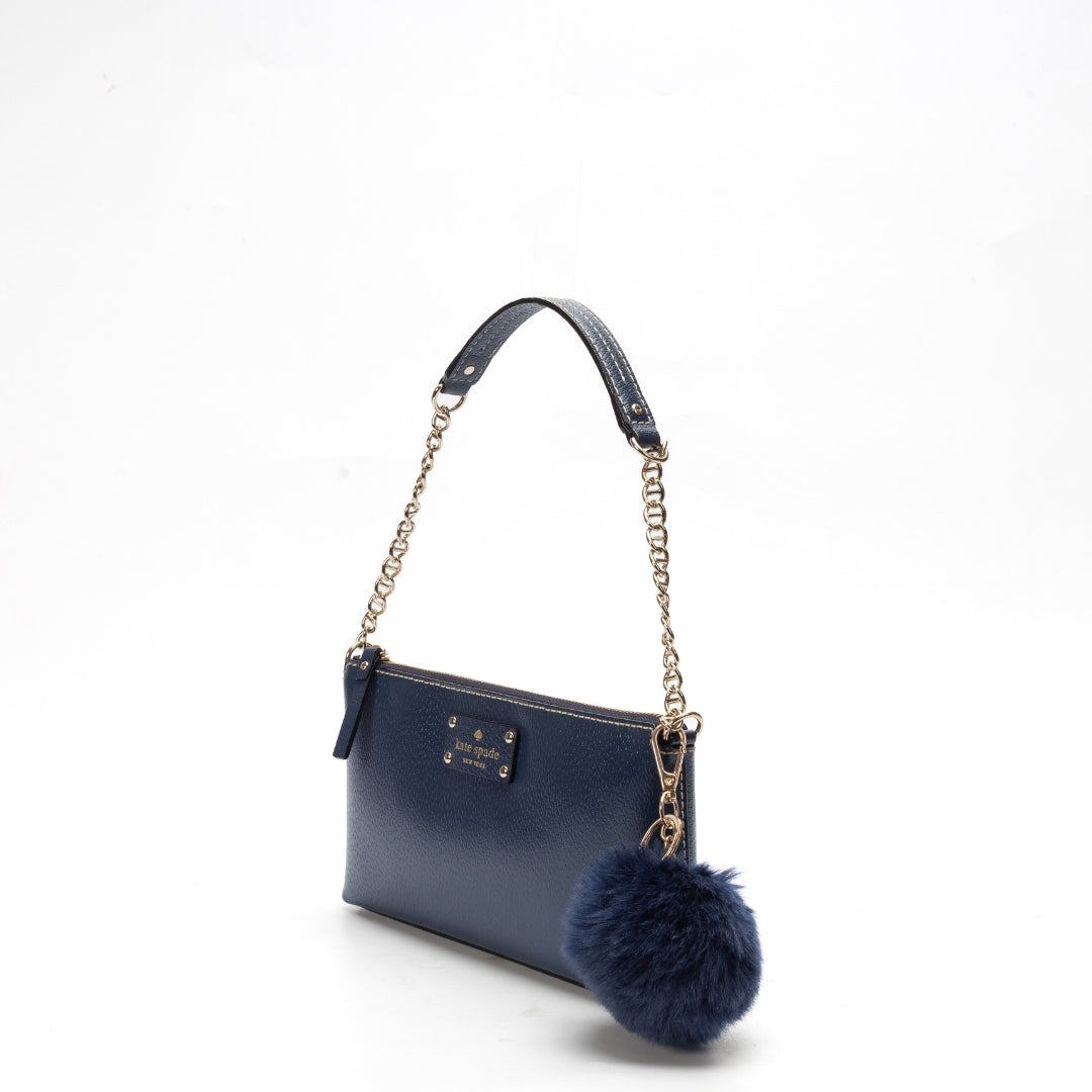 Kate Spade Leather Zip Chain Baguette Bag