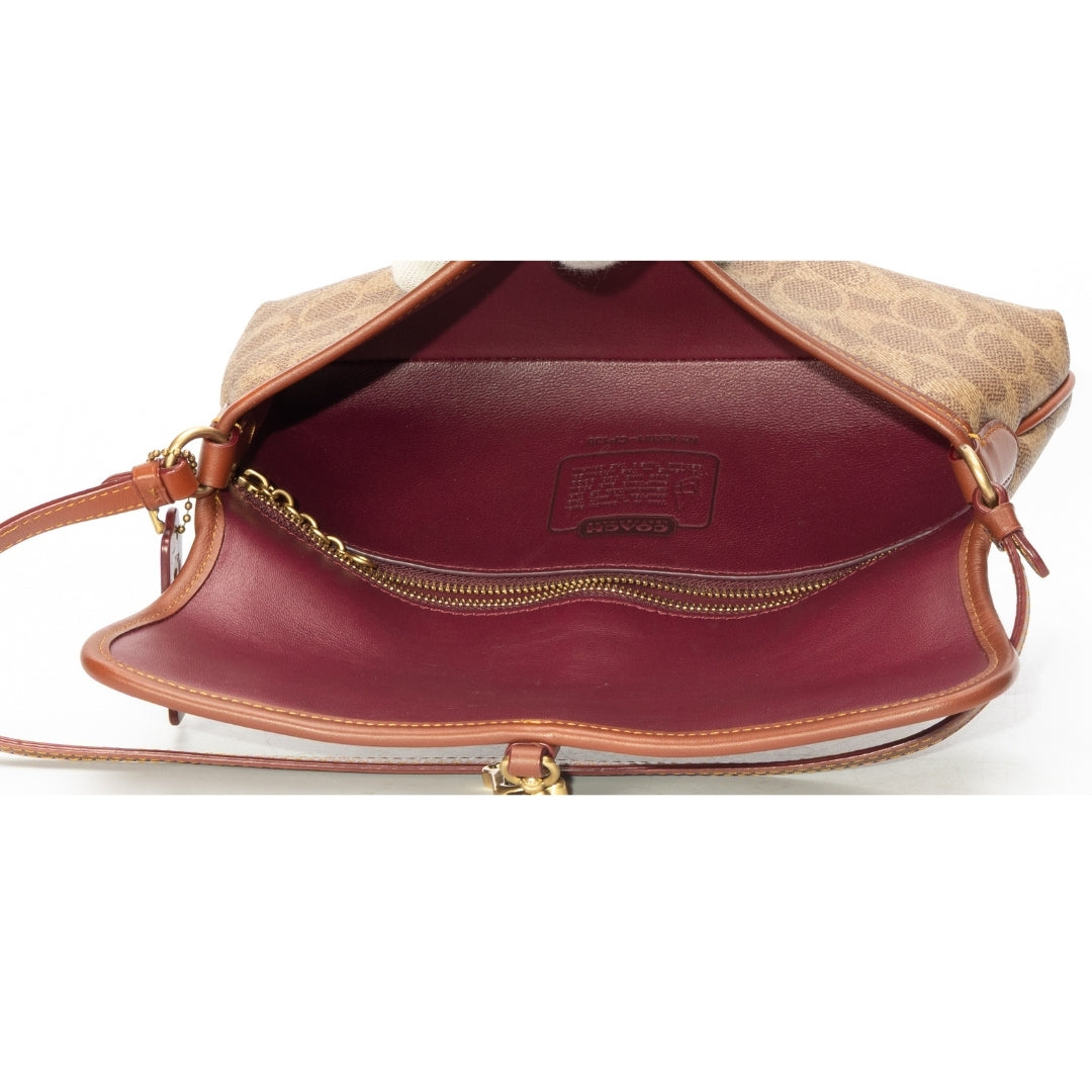 Coach Tan Rust Hamptons Logo Medium Leather Shoulder Bag