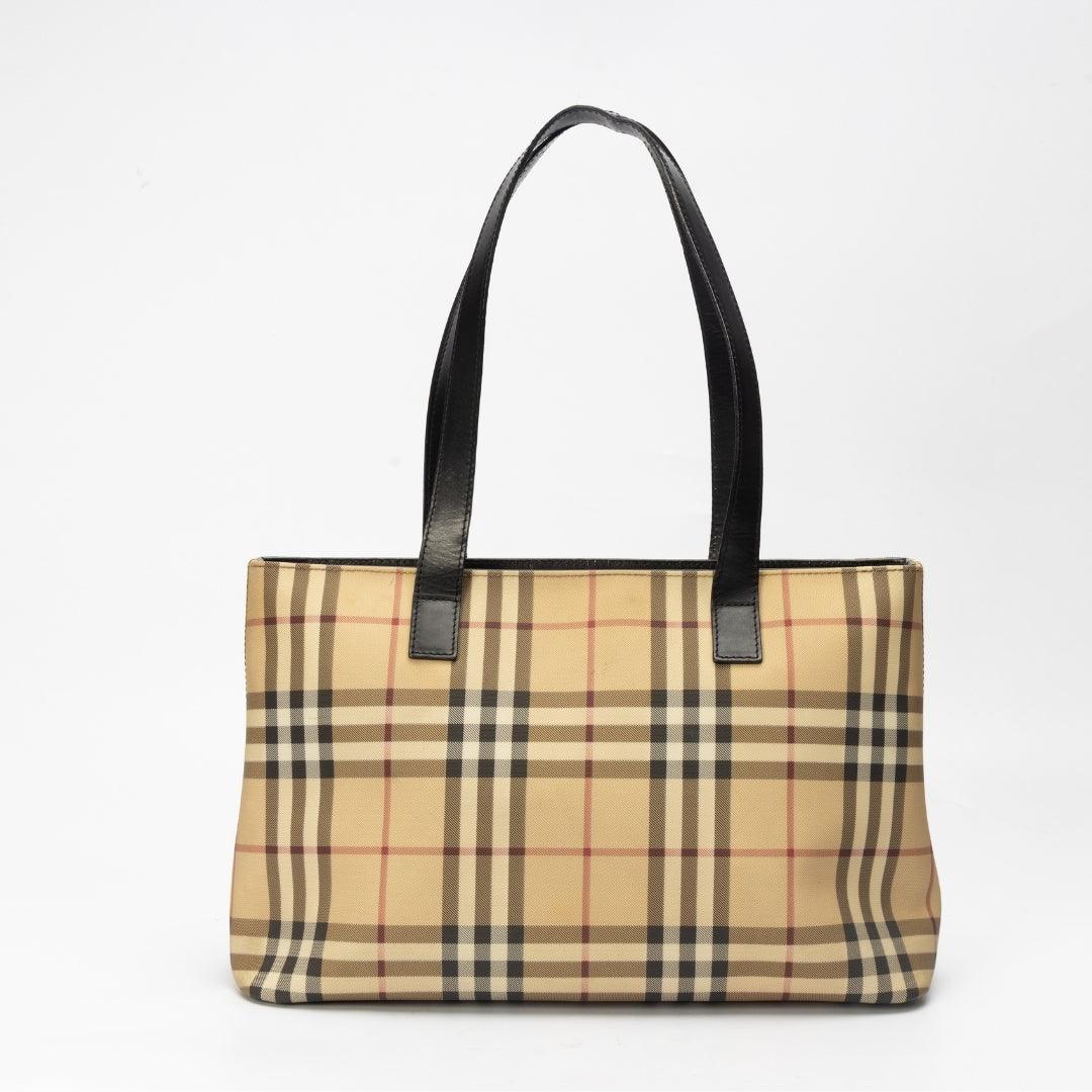 Burberry Haymarket Coated Canvas Tote