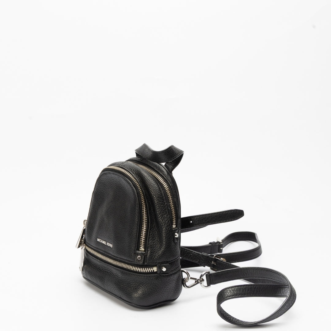 Michael Kors Black Leather Mini Rhea Backpack