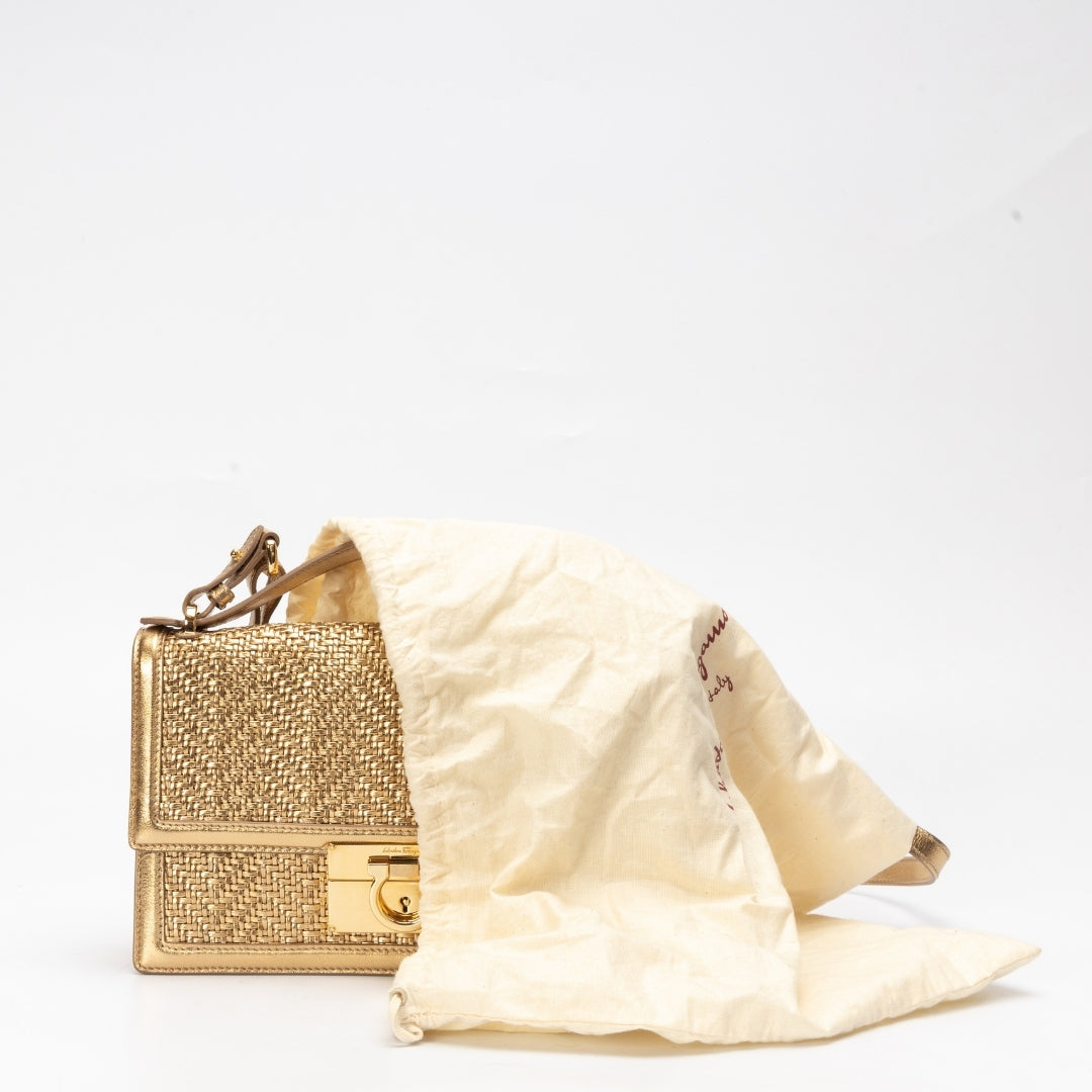 Salvatore Ferragamo Metallic Aileen Shoulder Bag