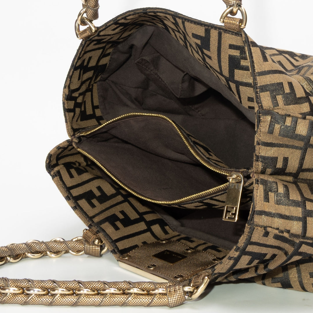 Fendi Tobacco Zucca Canvas Mia Shoulder Bag