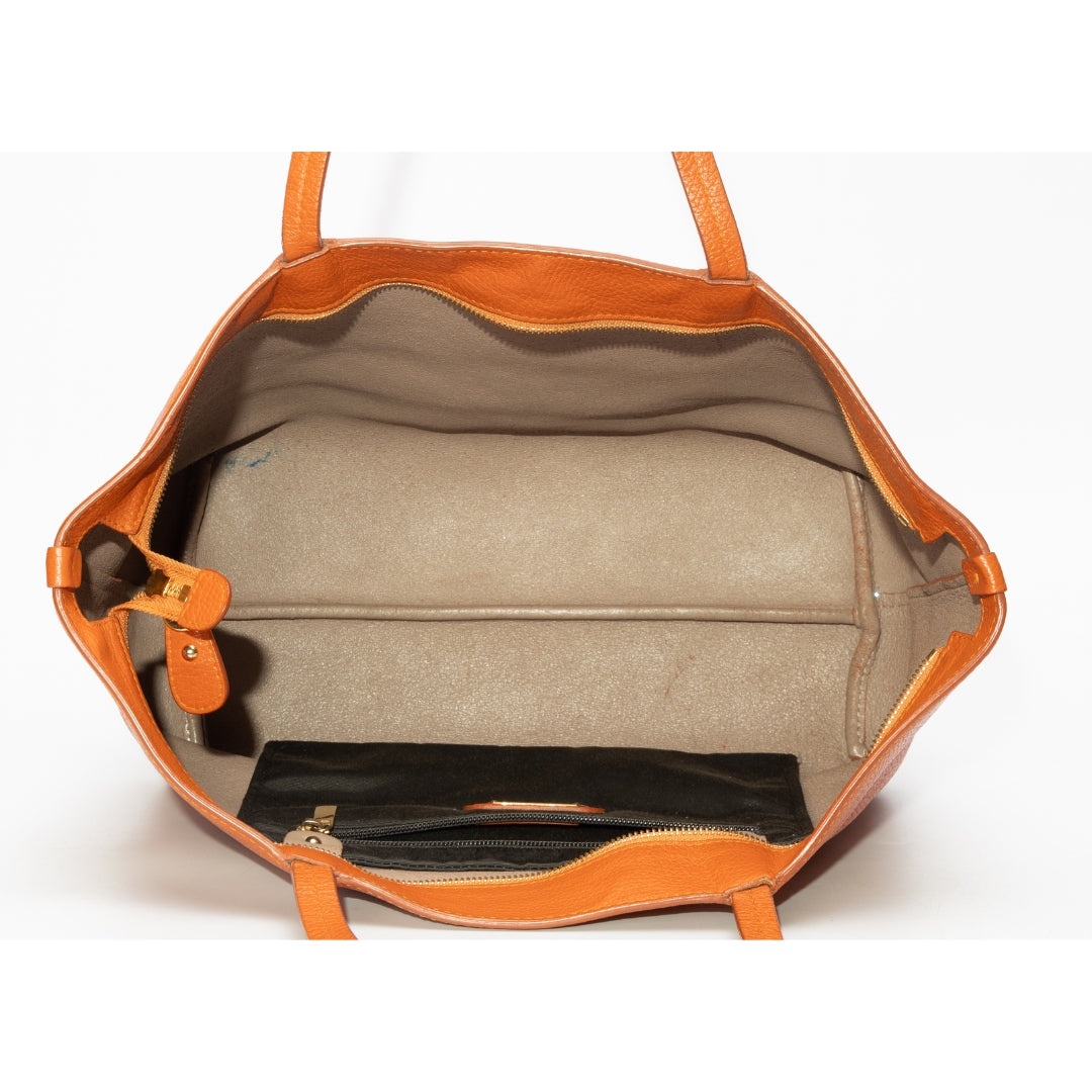 Salvatore Ferragamo Bolso Orange Leather Tote