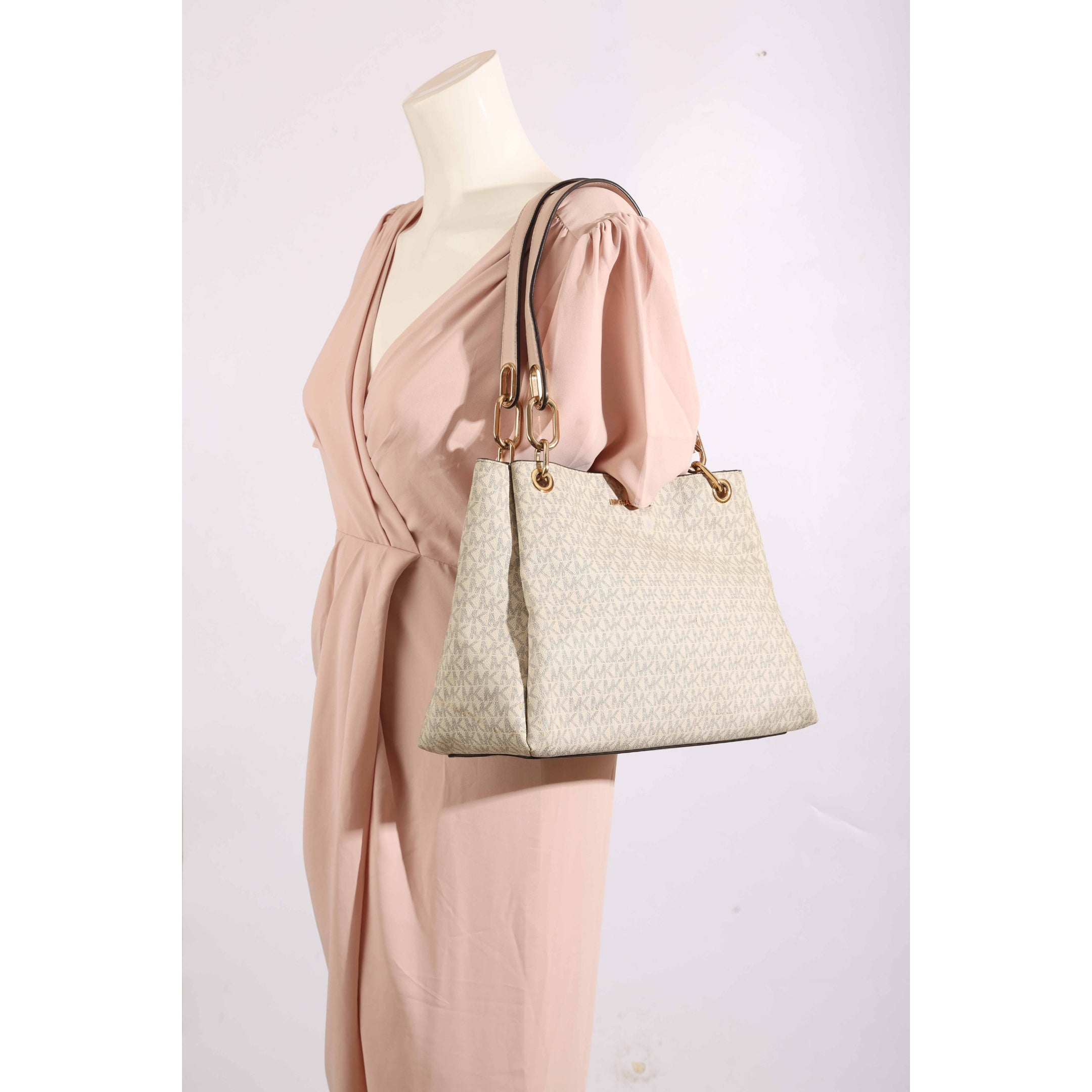 Michael Kors Trisha Vanilla Large Logo Shoulder Bag