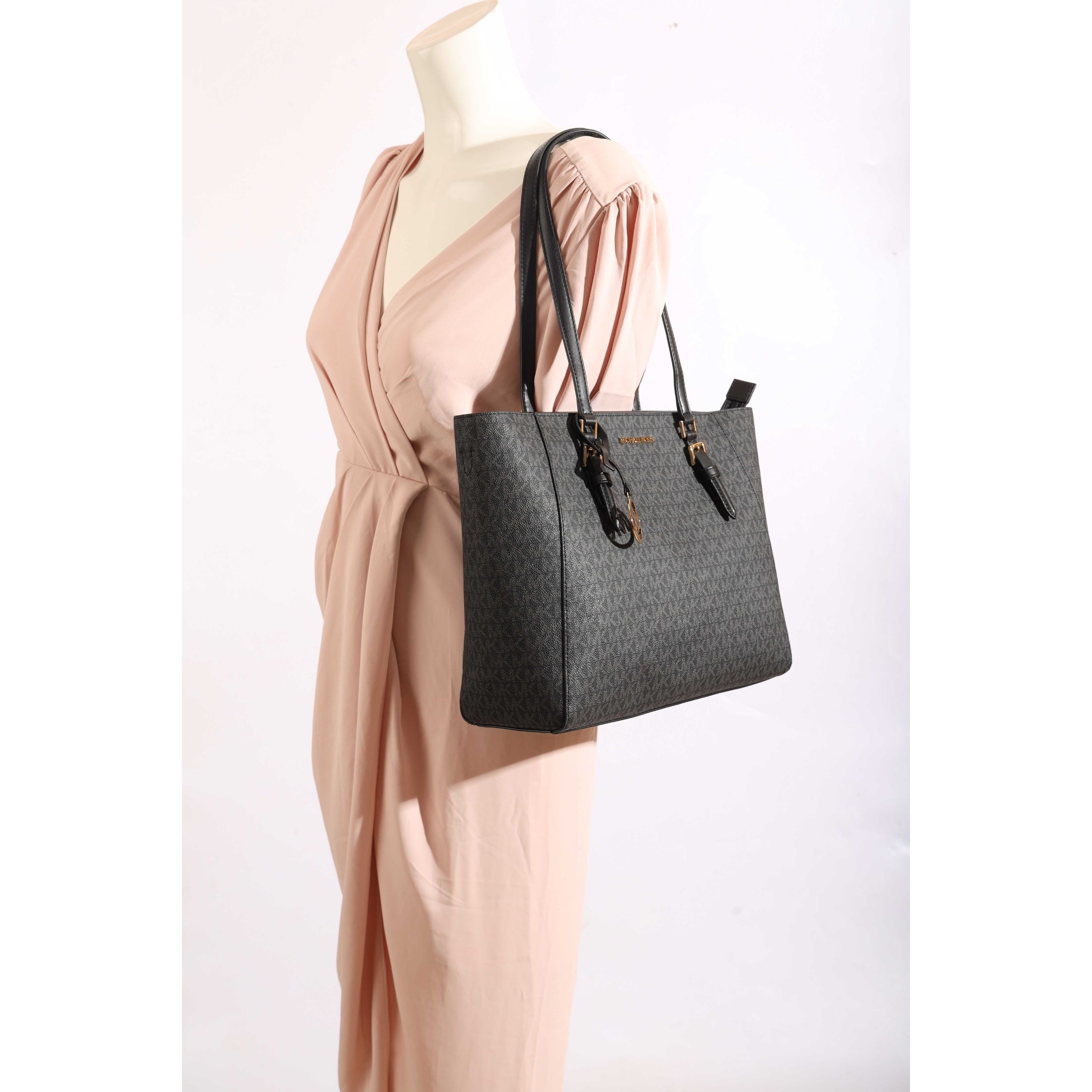 Michael Kors Black Charlotte Large Signature Logo Tote