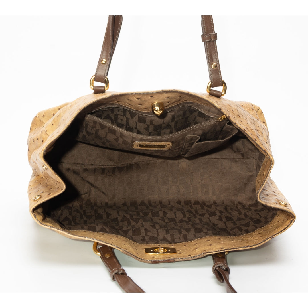 Furla Tan Ostrich Embossed Satchel