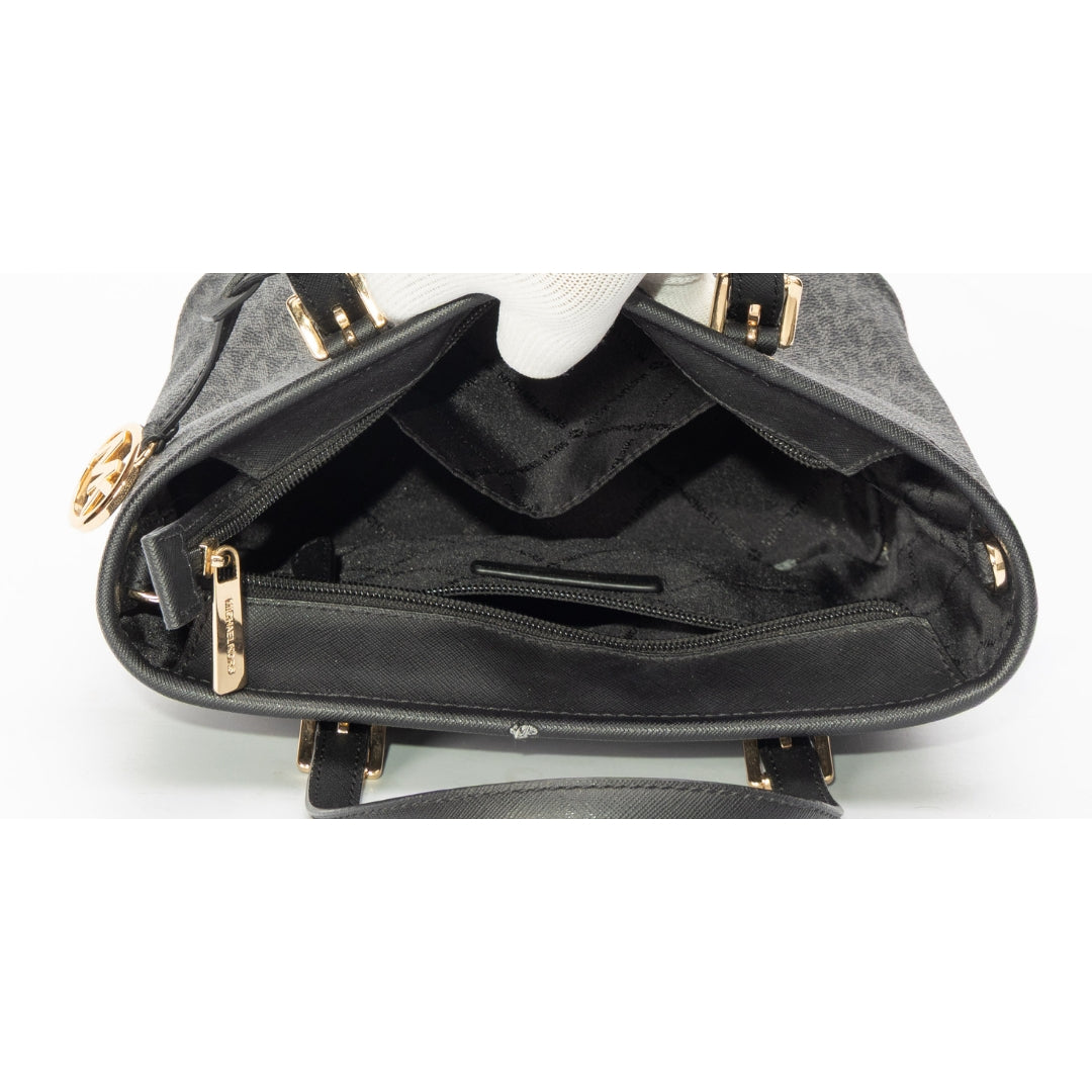 Michael Kors Black Jet Set Travel Logo Satchel