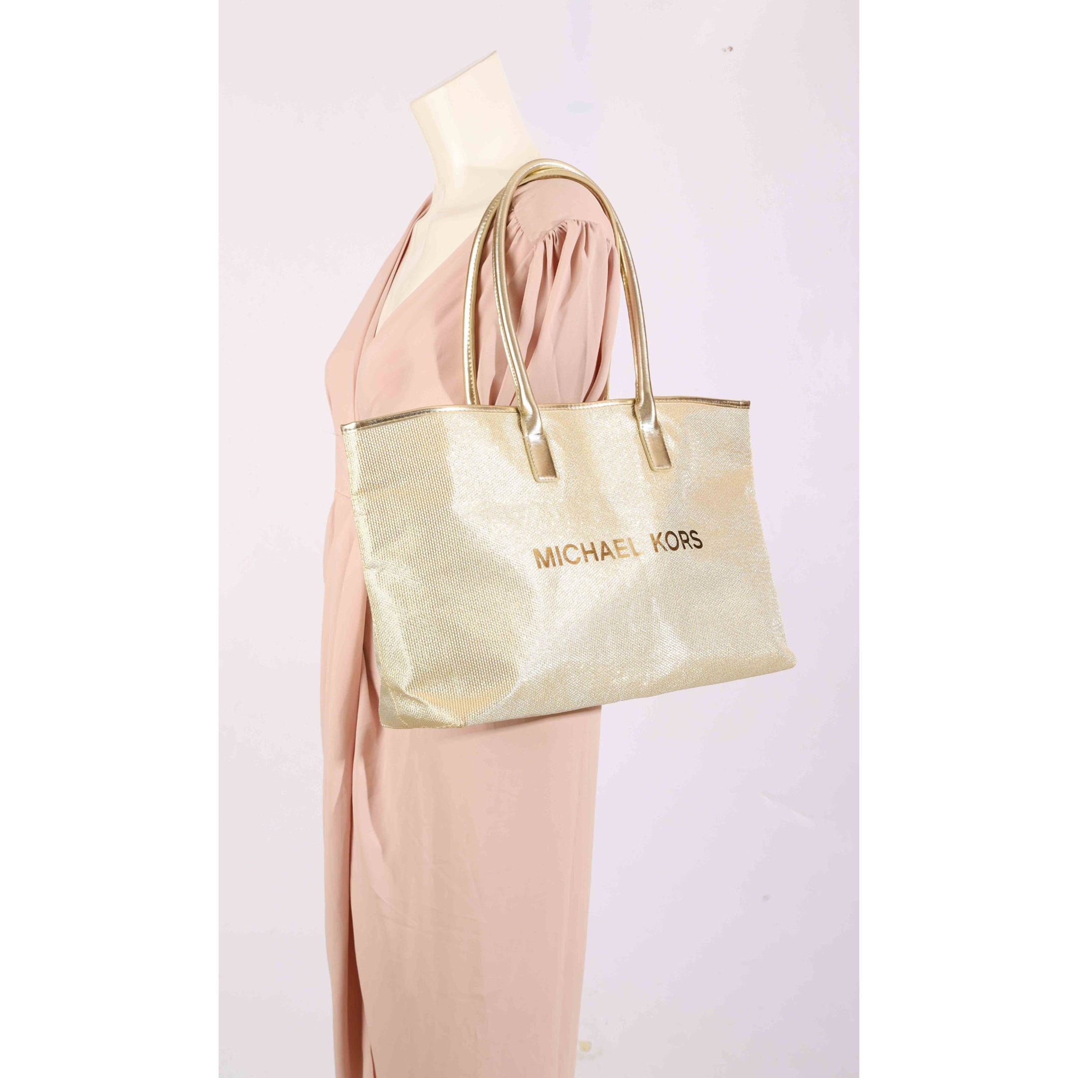 Michael Kors Gold Metallic Shopper Tote
