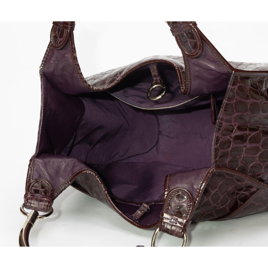 Dior Purple Croc Embossed Patent Leather 61 Tote