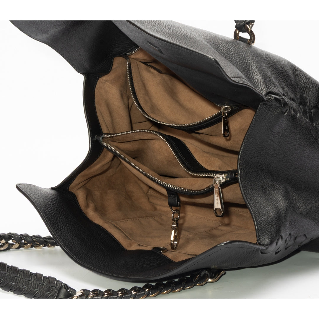 Roberto Cavalli Black Leather Regina Tote