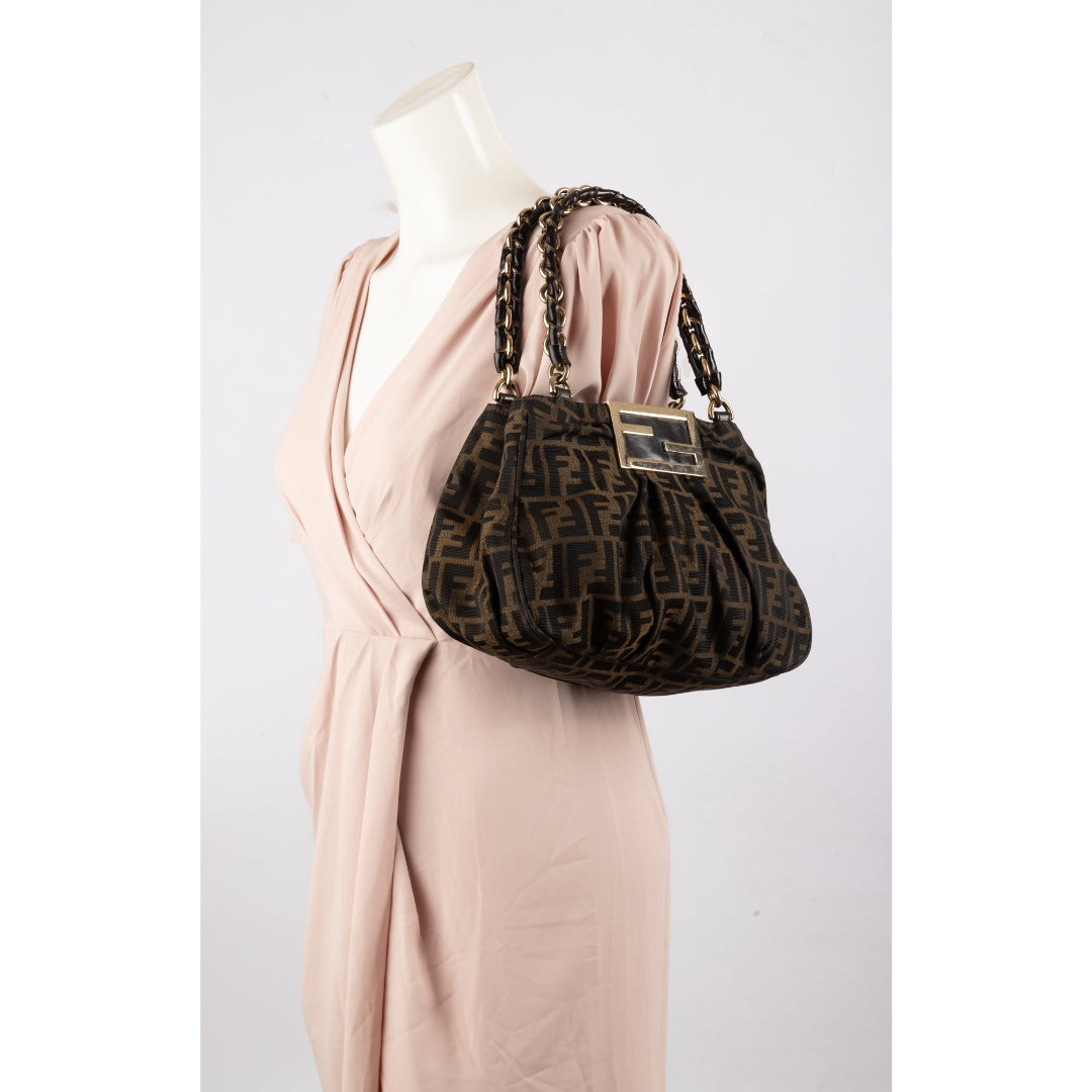 Fendi Zucca Canvas Monogram Mia Shoulder Bag