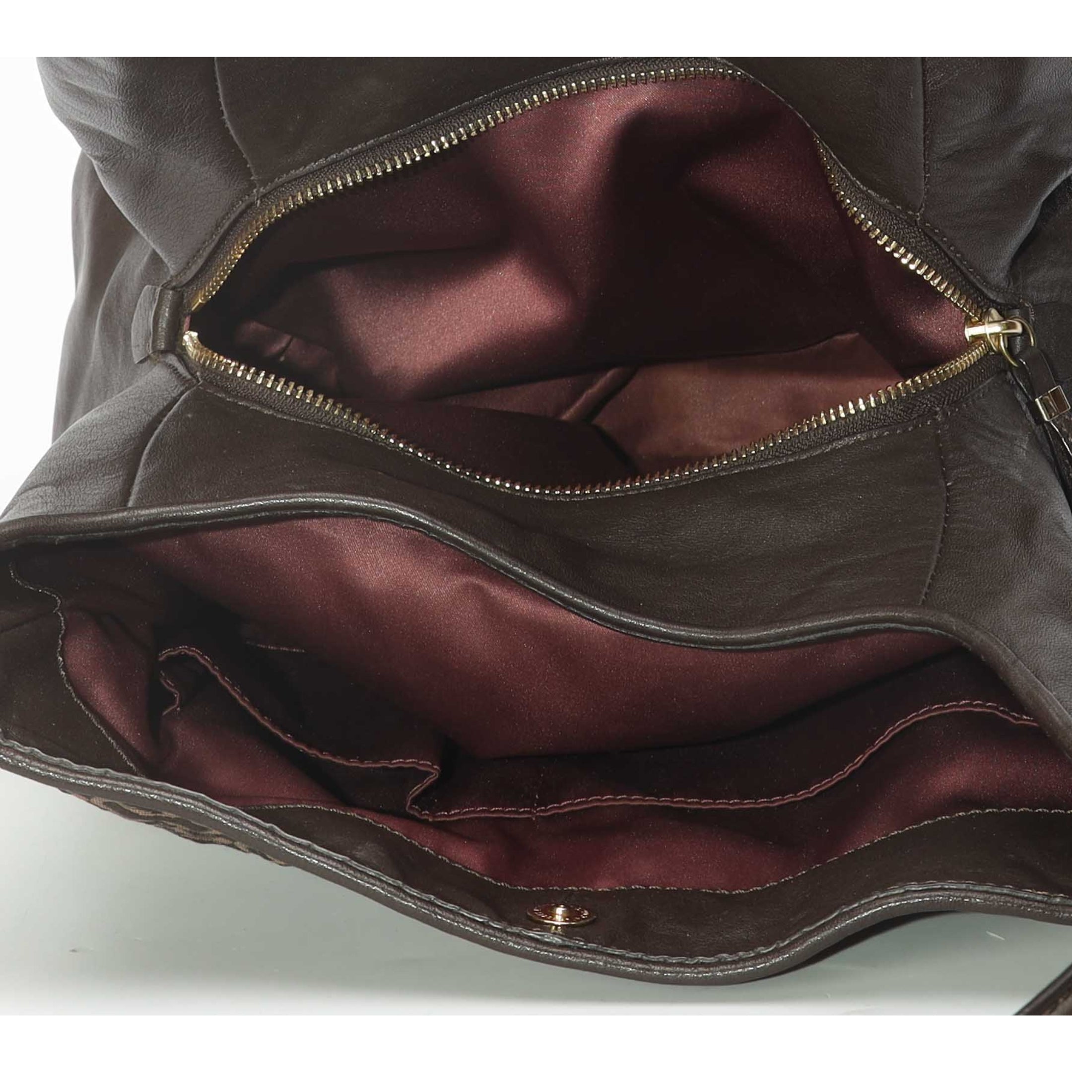 Coach Brown Signature Canvas Edie Shoulder Bag