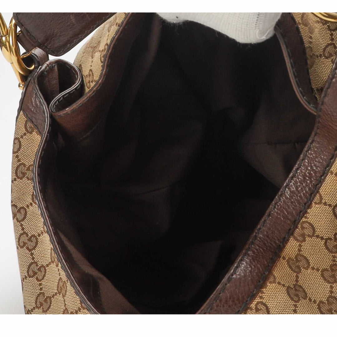 Gucci Beige/Brown GG Large Jockey Hobo Bag