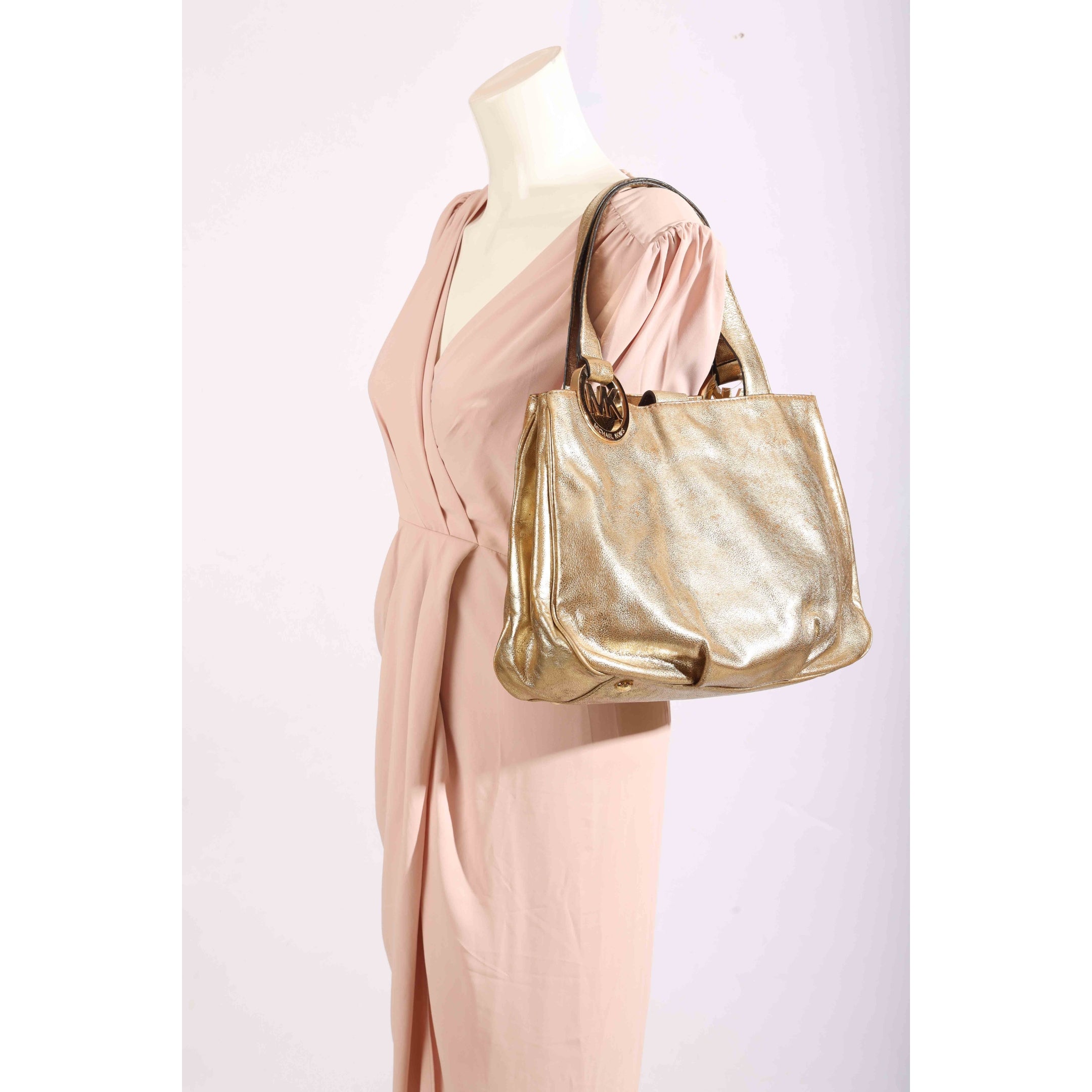 Michael Kors Fulton Gold Metallic Shoulder Bag