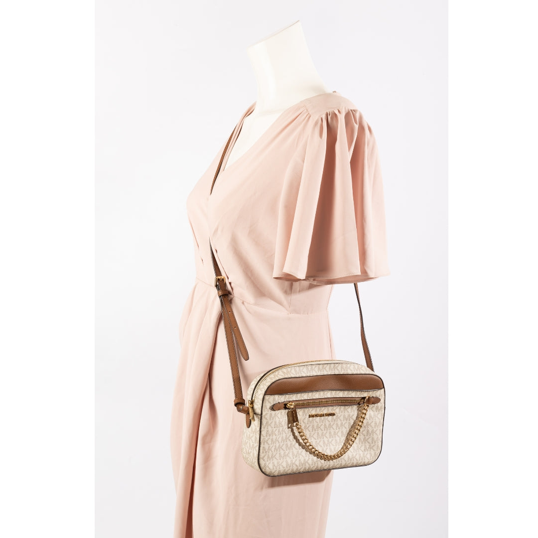 Michael Kors Jet Set Vanilla/Brown Crossbody Bag
