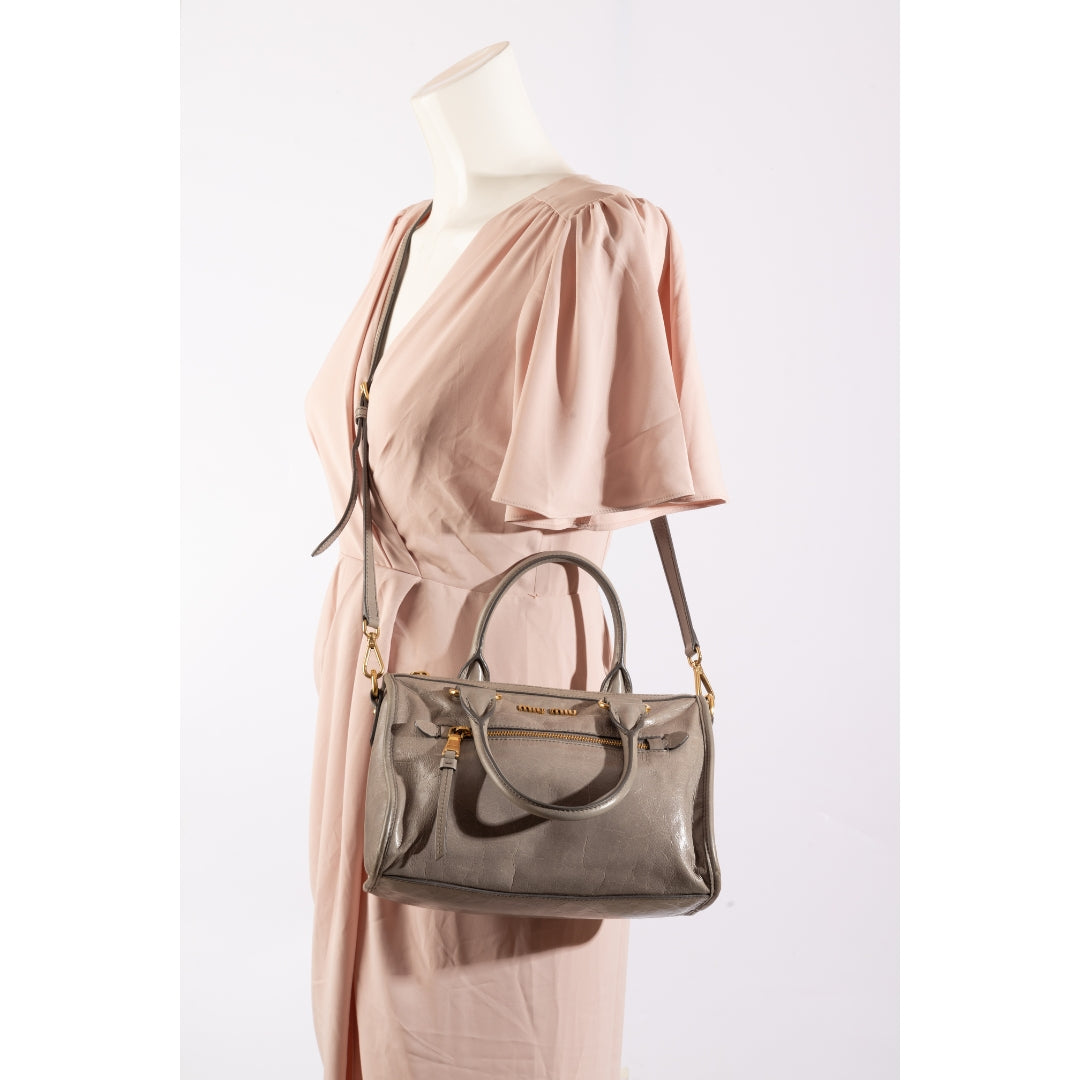 Miu Miu Vitello Shine Leather Bauletto Satchel