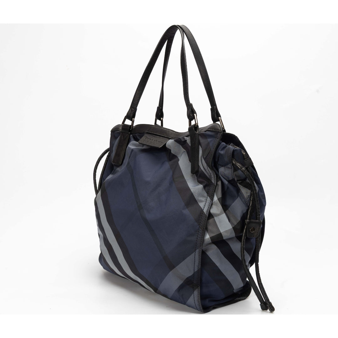 Burberry Blue Mega Check Nylon & Leather Buckleigh Tote