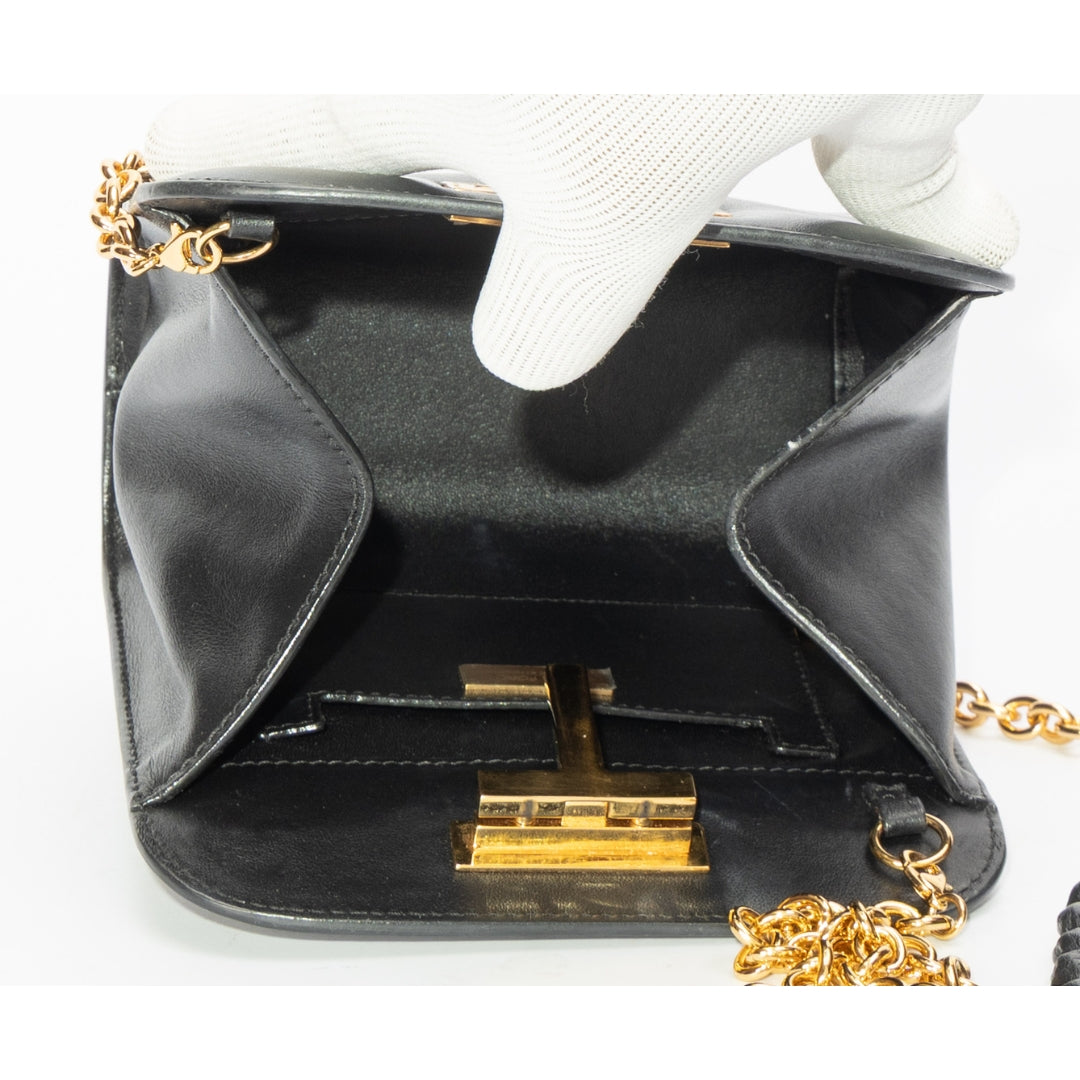 Tom Ford Black Leather T Lock Chain Bag